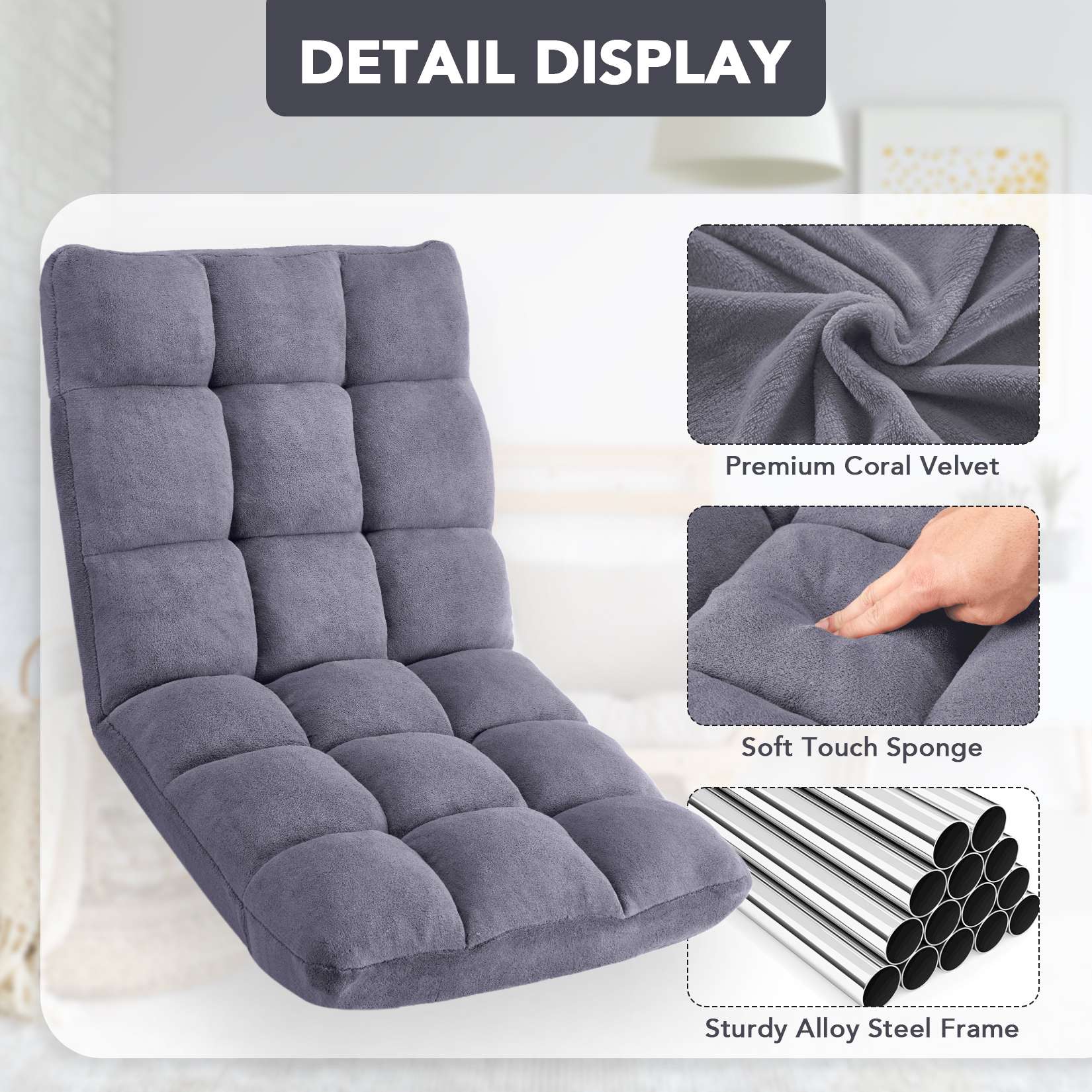 Folding Floor Chair with Back Support