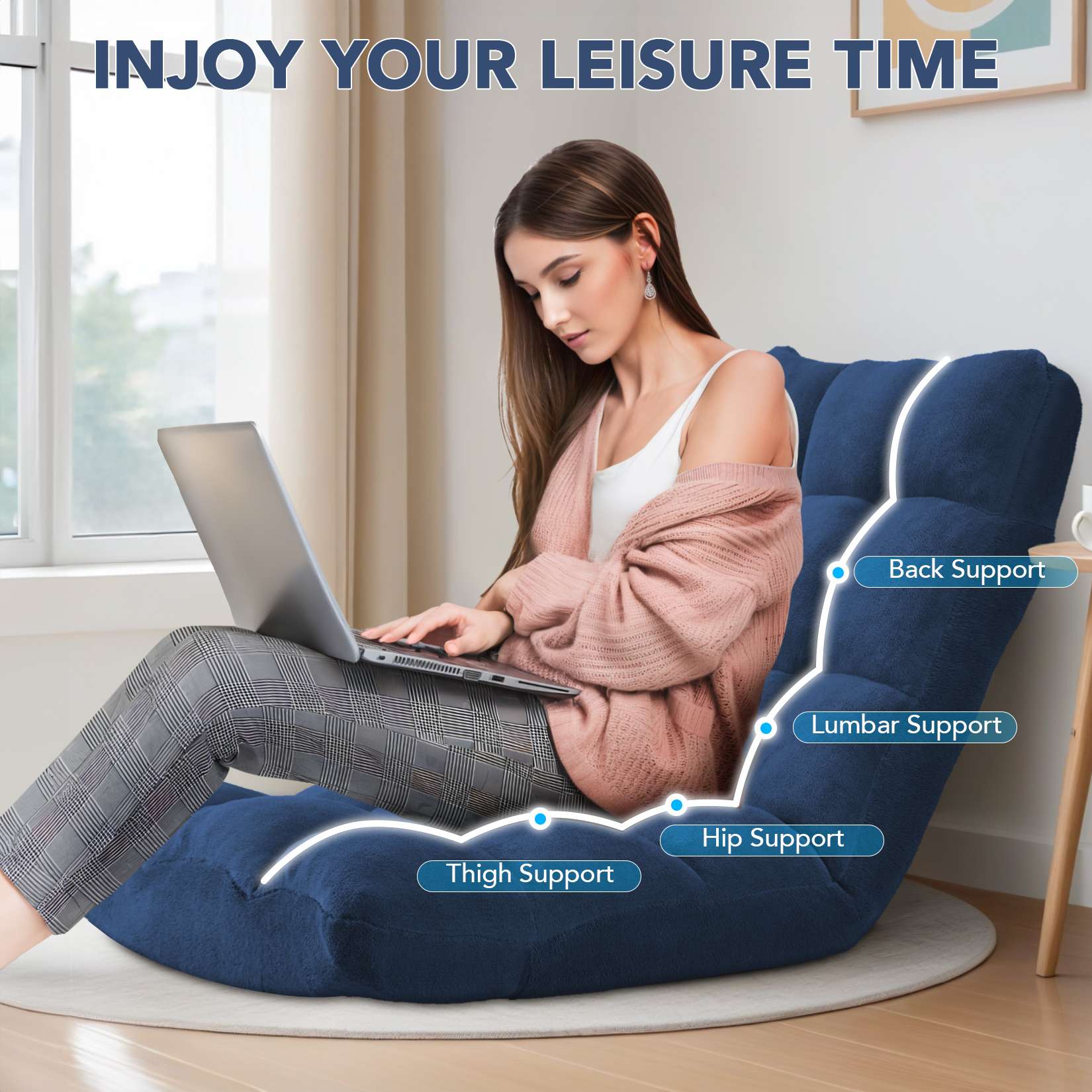 Folding Floor Chair with Back Support