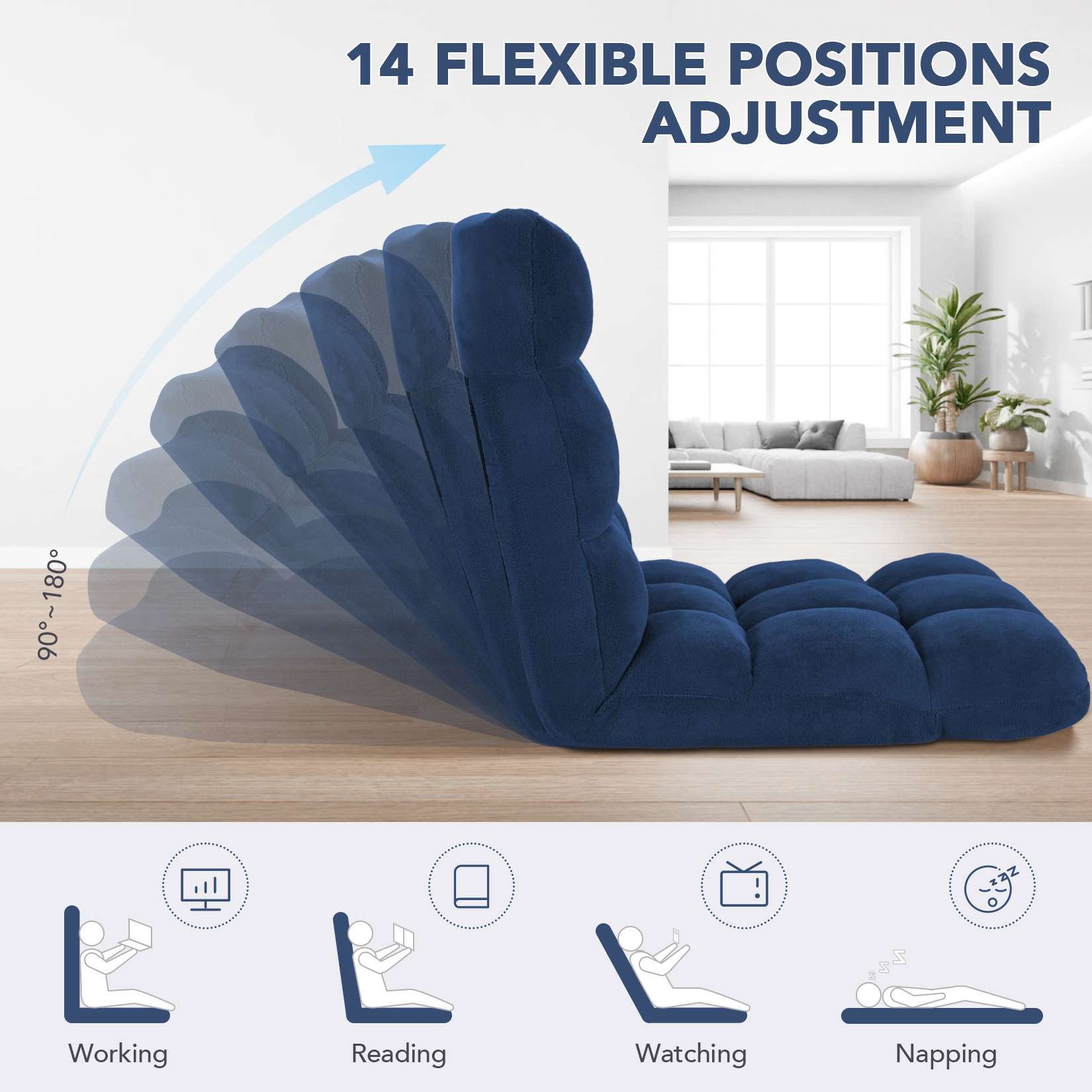 Folding Floor Chair with Back Support