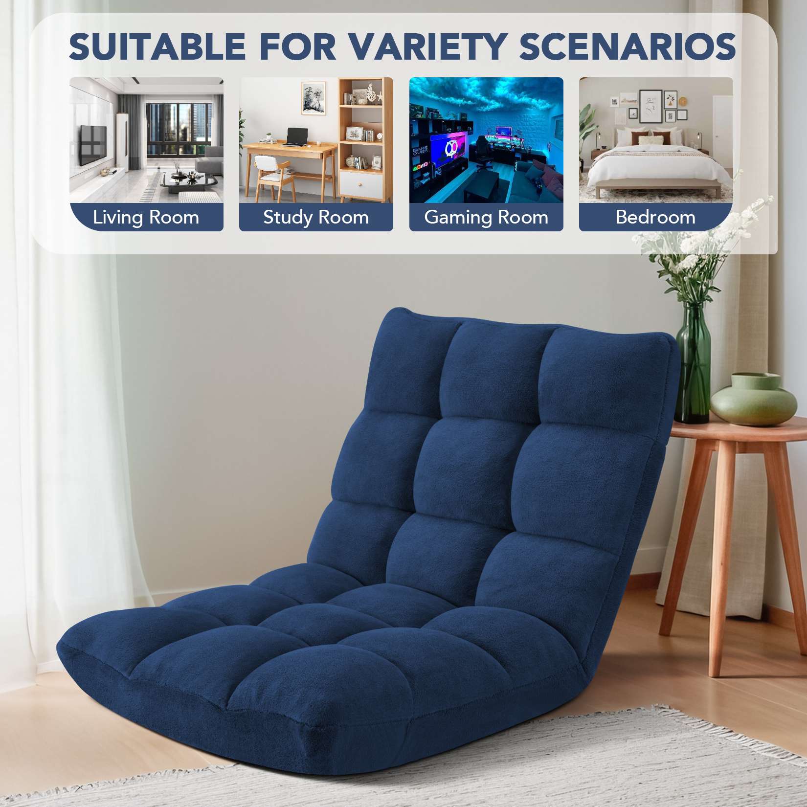 Folding Floor Chair with Back Support