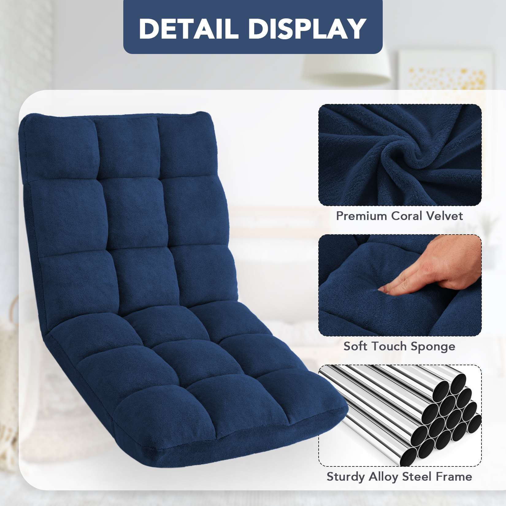 Folding Floor Chair with Back Support