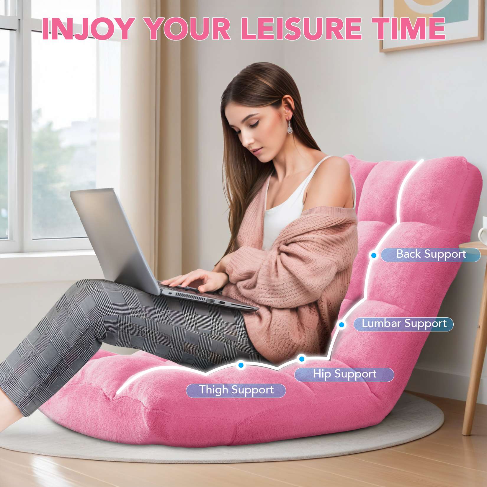 Folding Floor Chair with Back Support