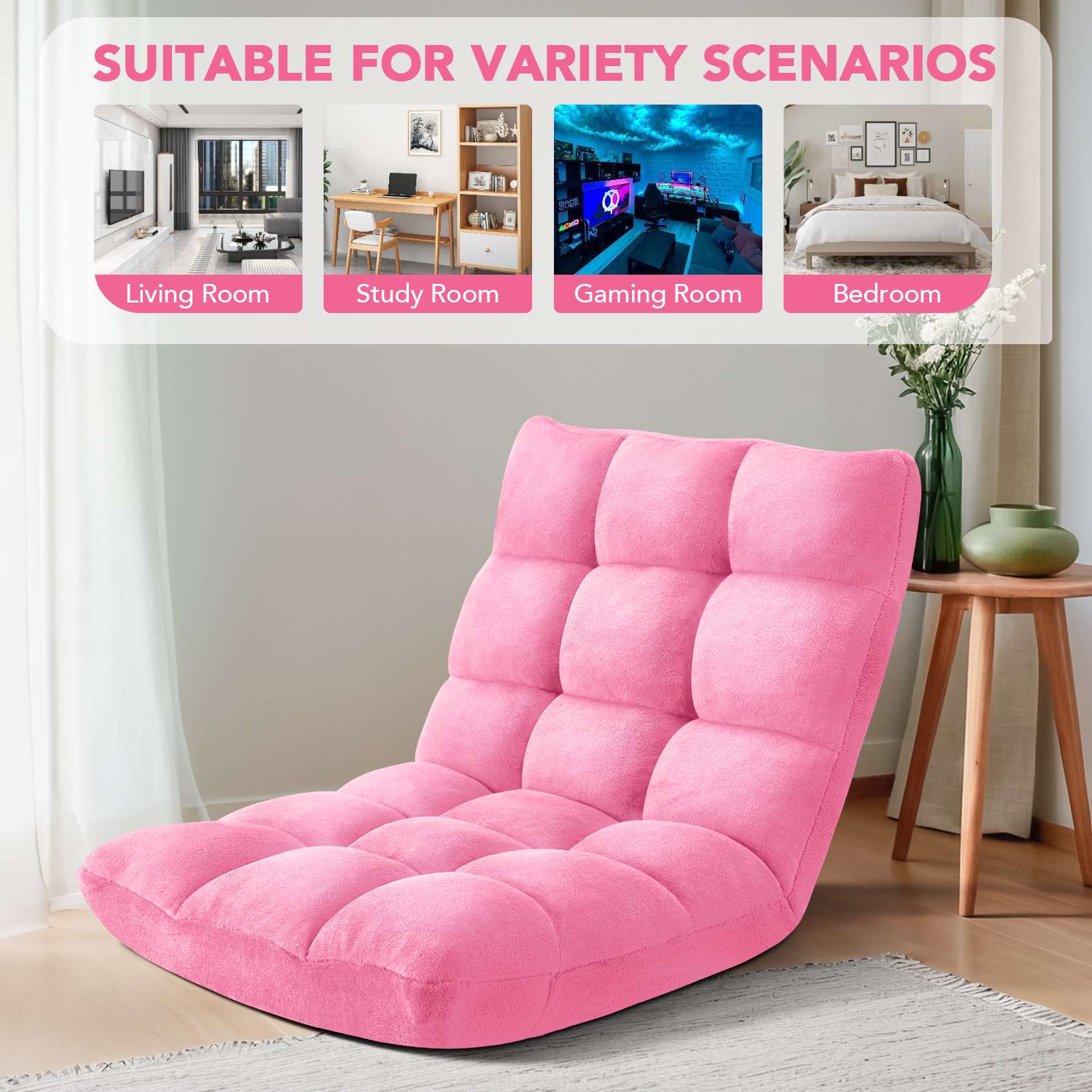 Folding Floor Chair with Back Support