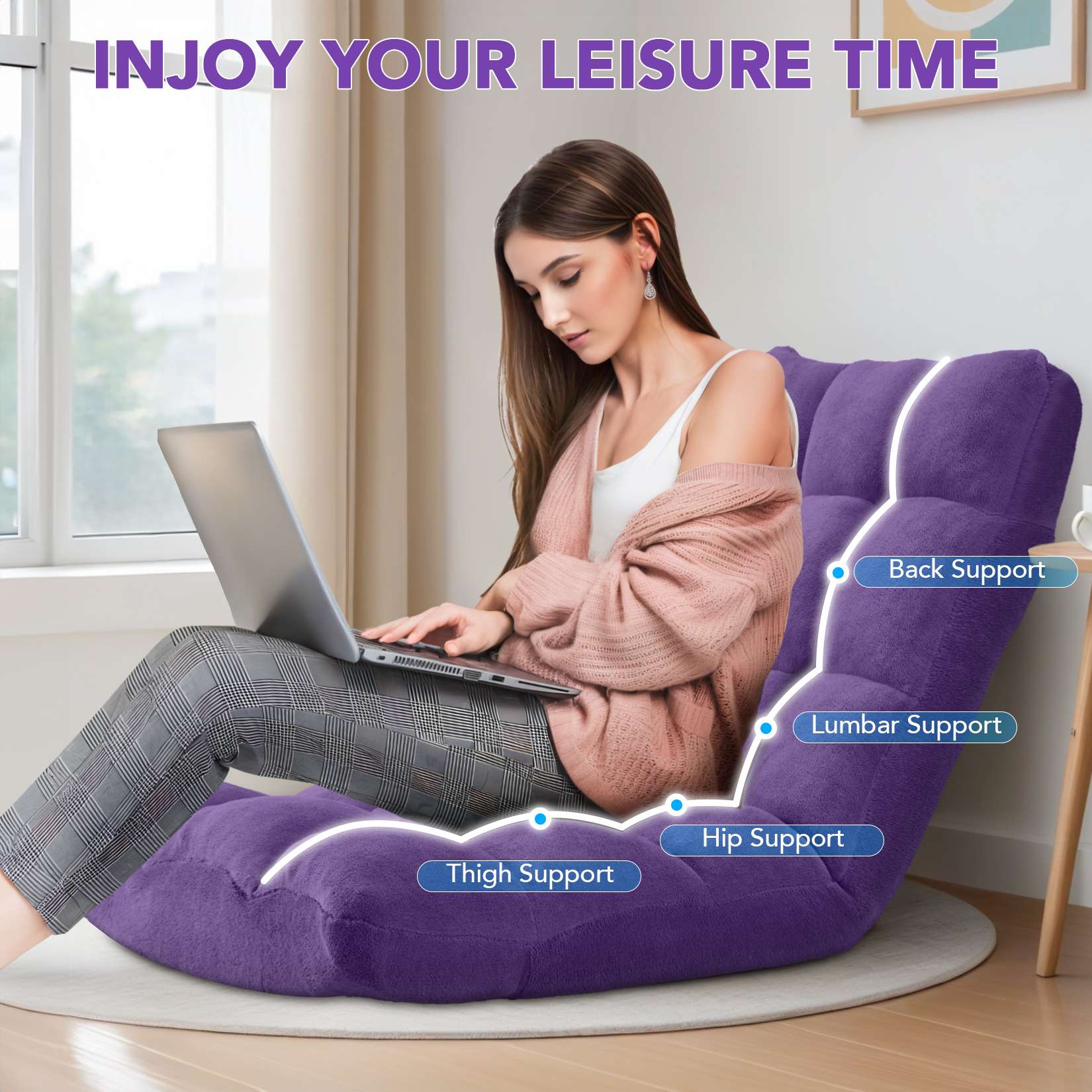 Folding Floor Chair with Back Support