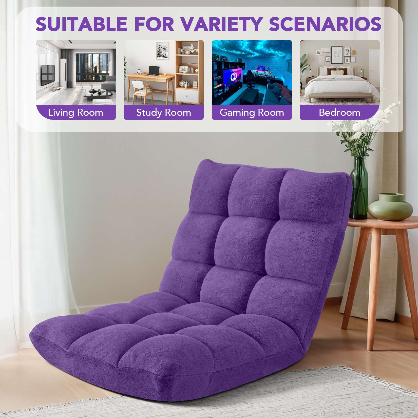 Folding Floor Chair with Back Support