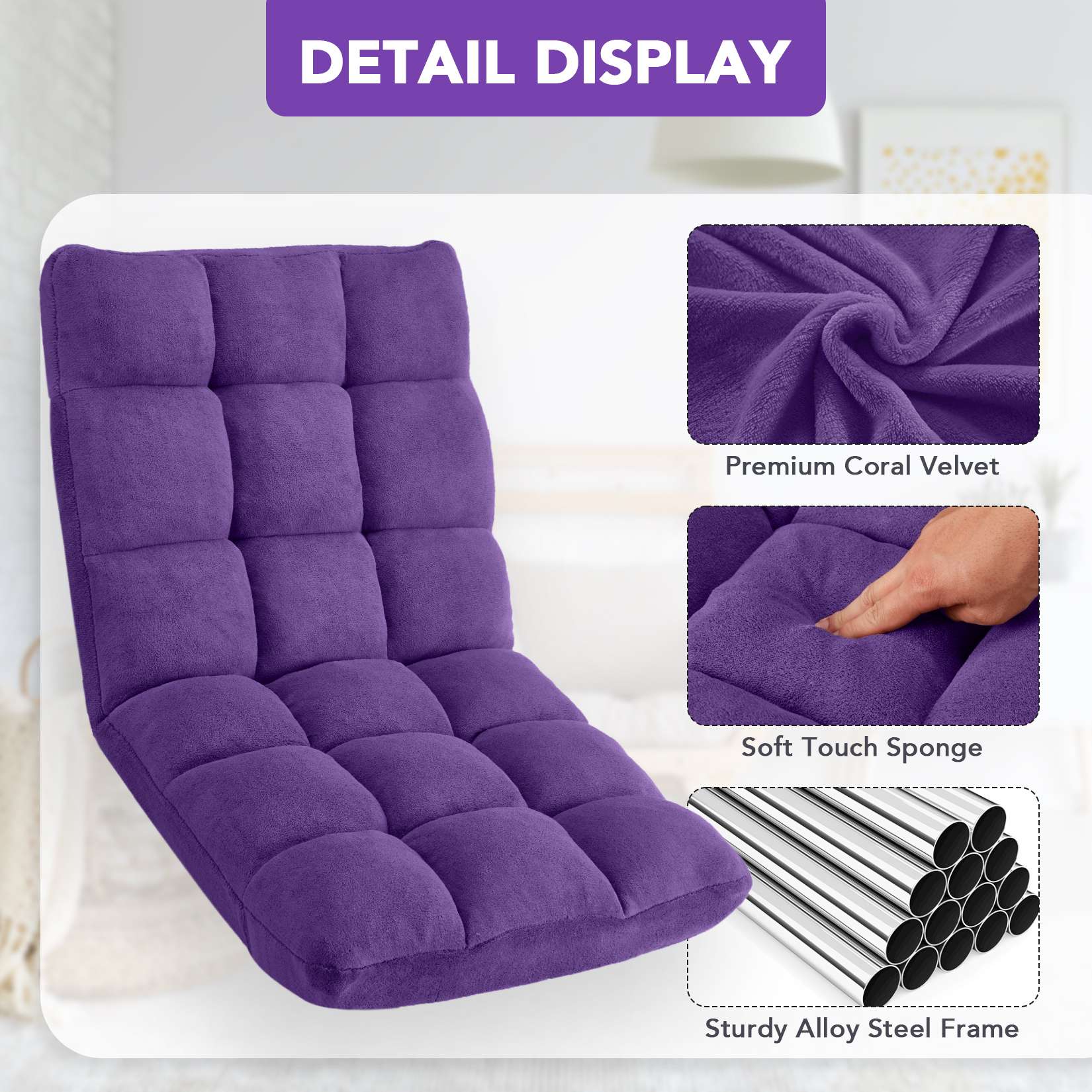 Folding Floor Chair with Back Support