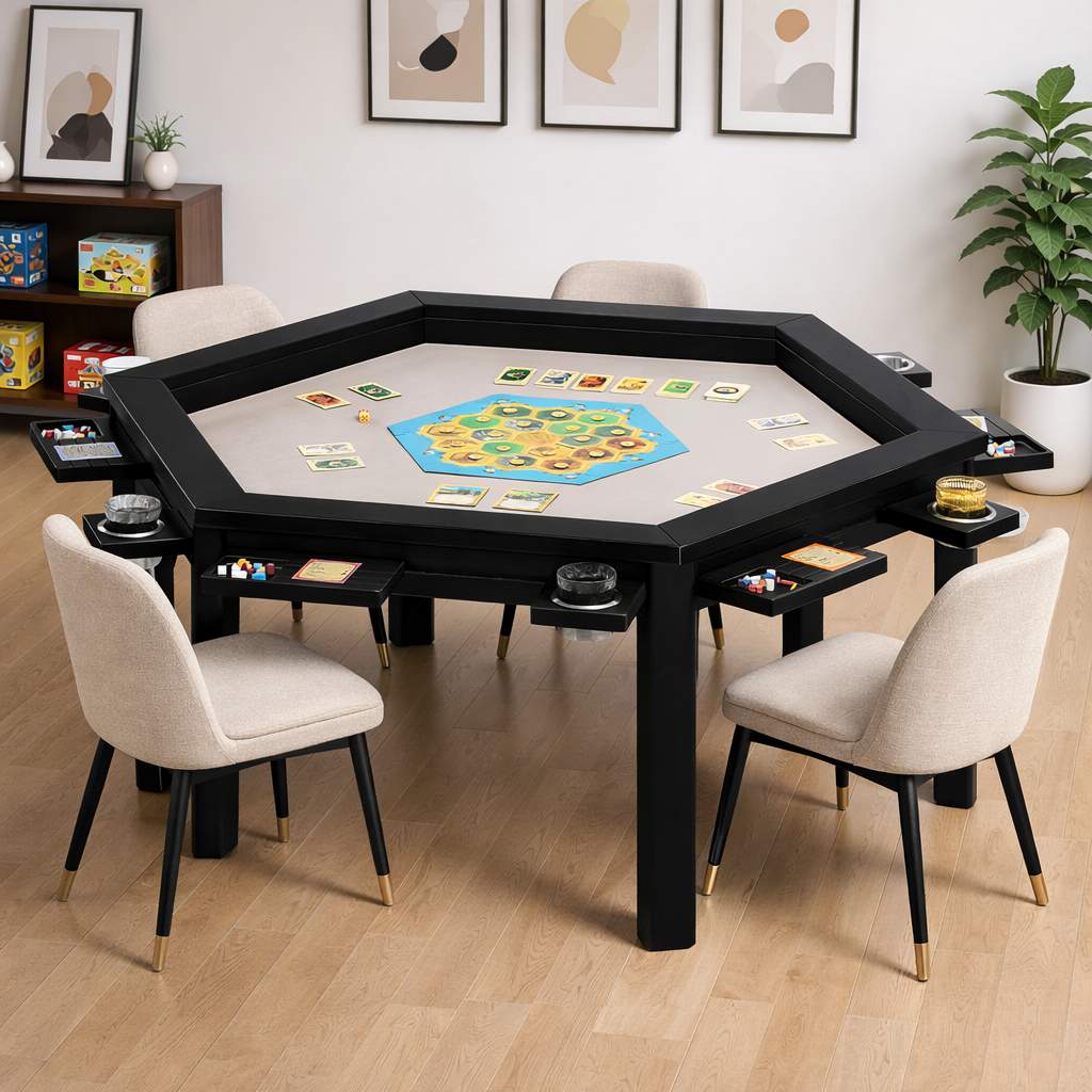Avocahom Hexagonal Board Game Table for 4-6 with Removable Table Top