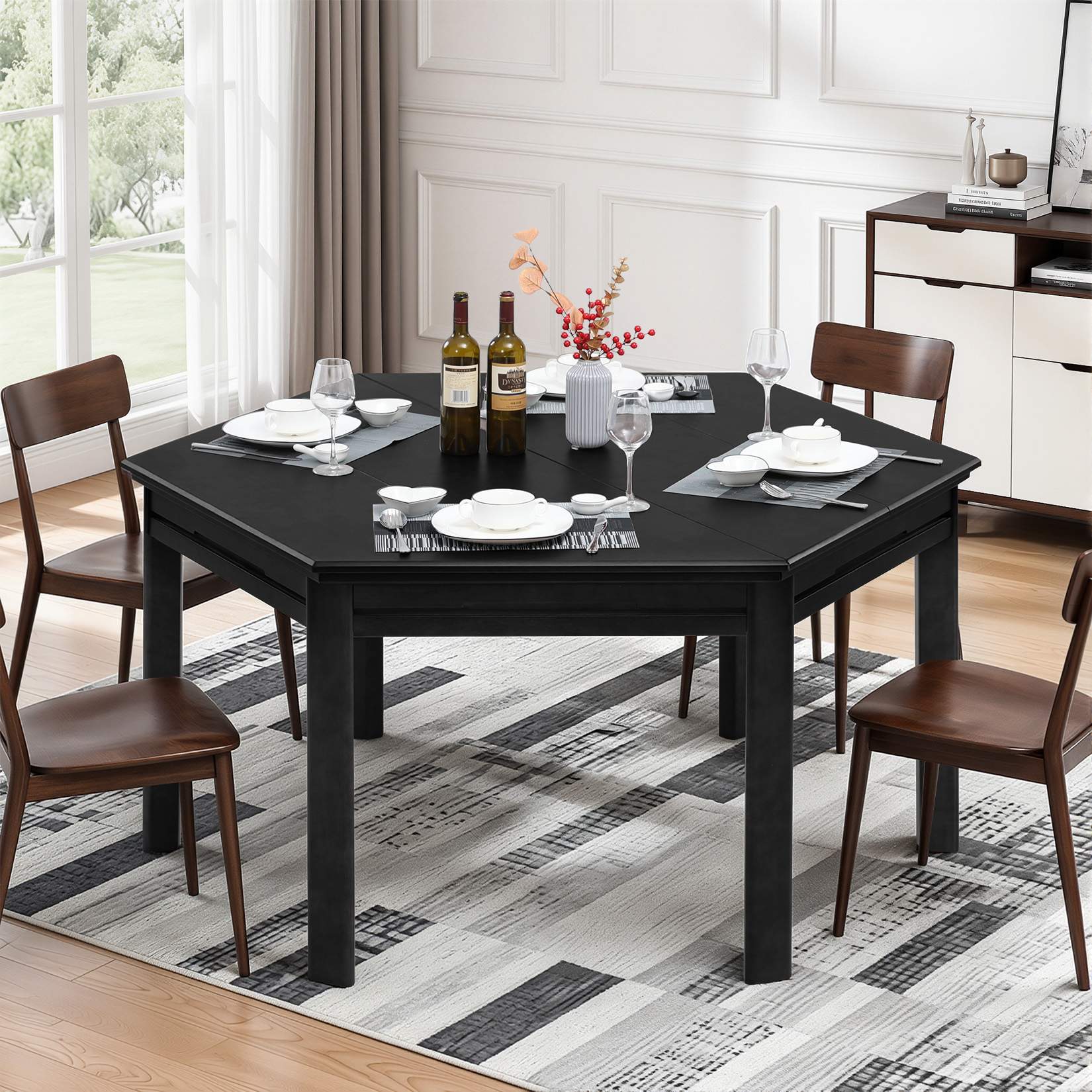 Avocahom Hexagonal Board Game Table for 4-6 with Removable Table Top