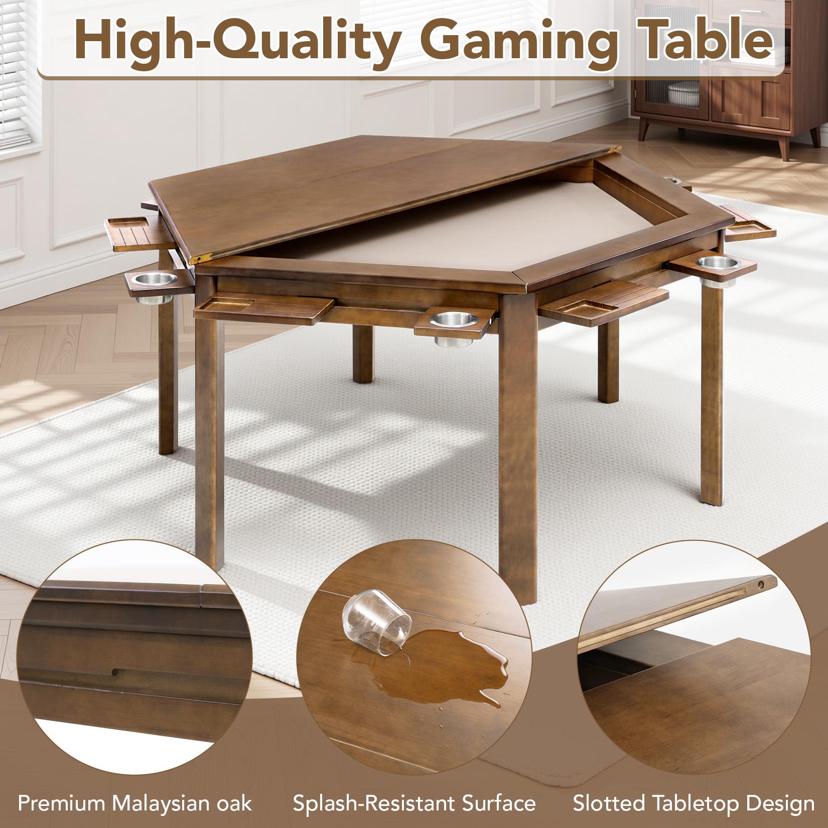 Avocahom Hexagonal Board Game Table for 4-6 with Removable Table Top