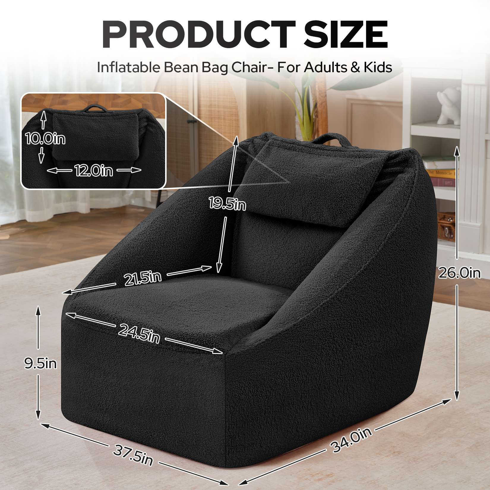 Inflatable Bean Bag Chair with Air Pump