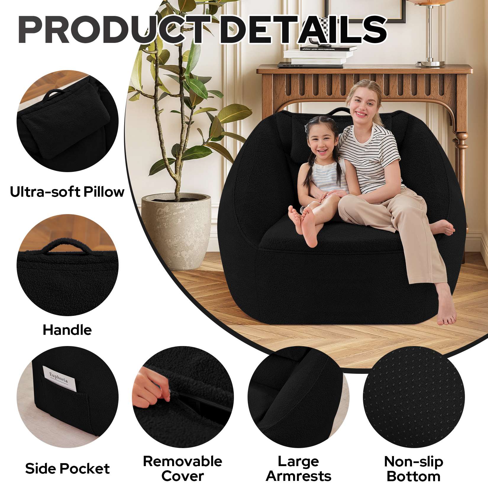 Inflatable Bean Bag Chair with Air Pump