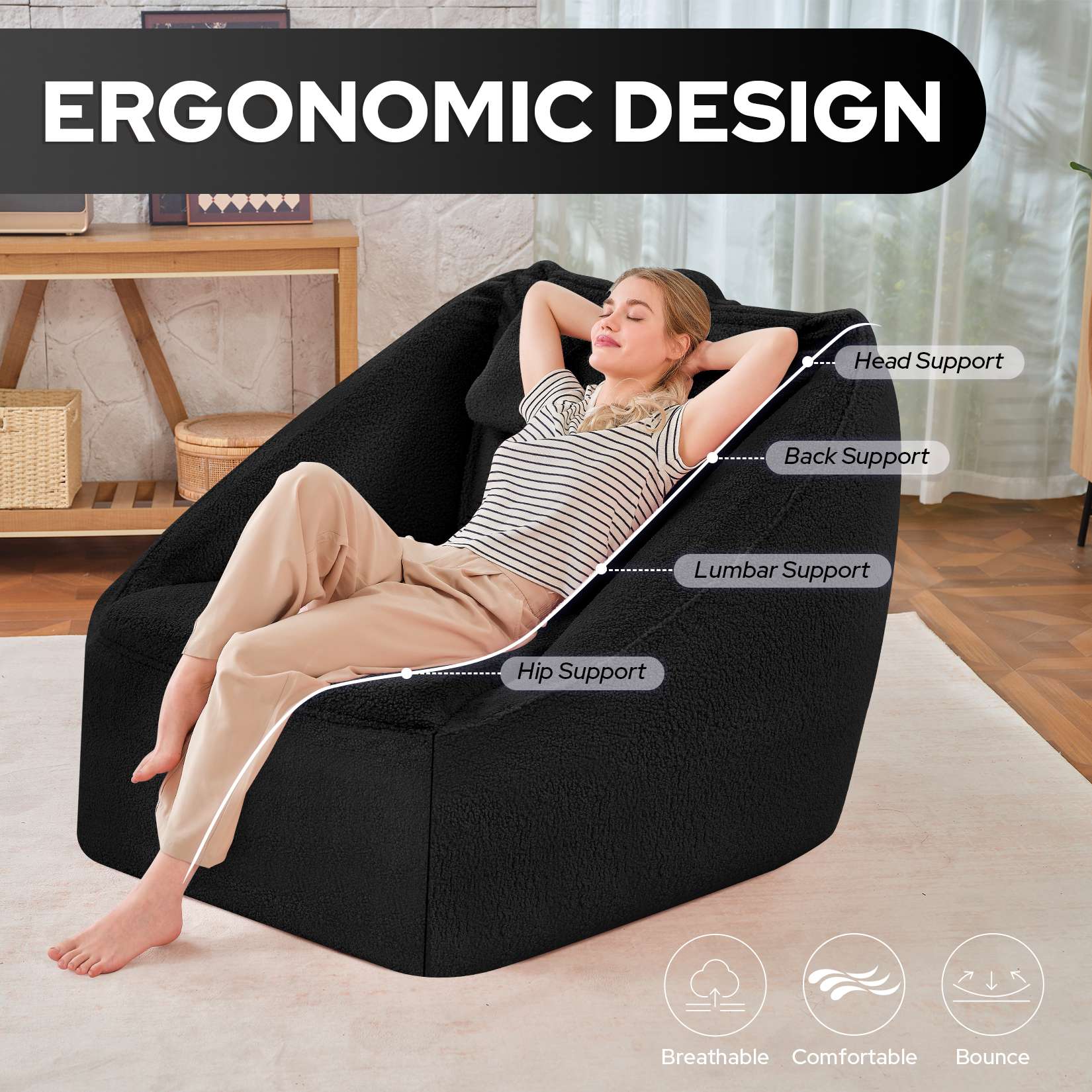 Inflatable Bean Bag Chair with Air Pump