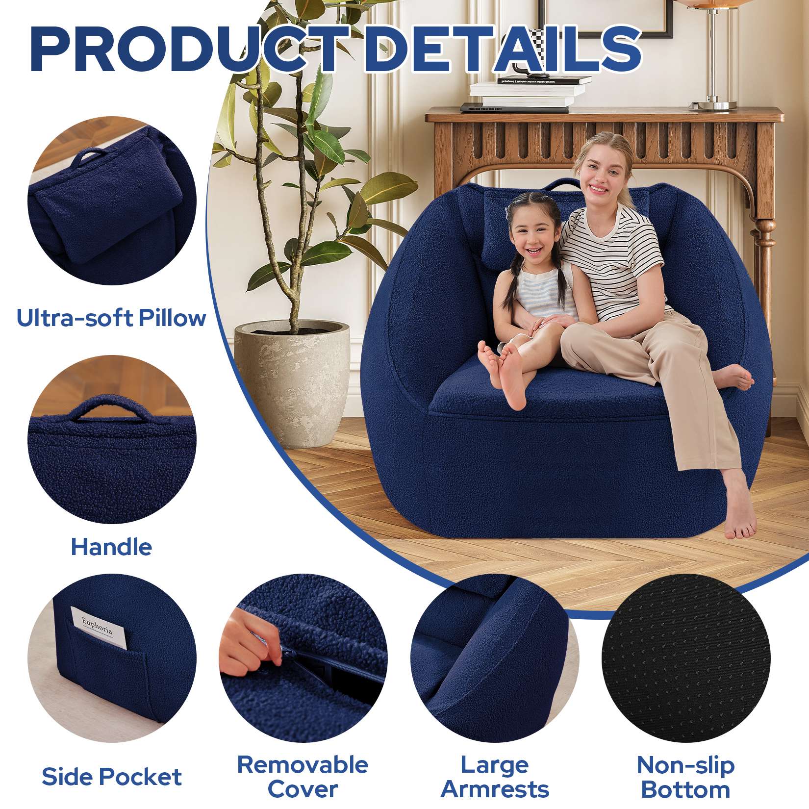 Inflatable Bean Bag Chair with Air Pump