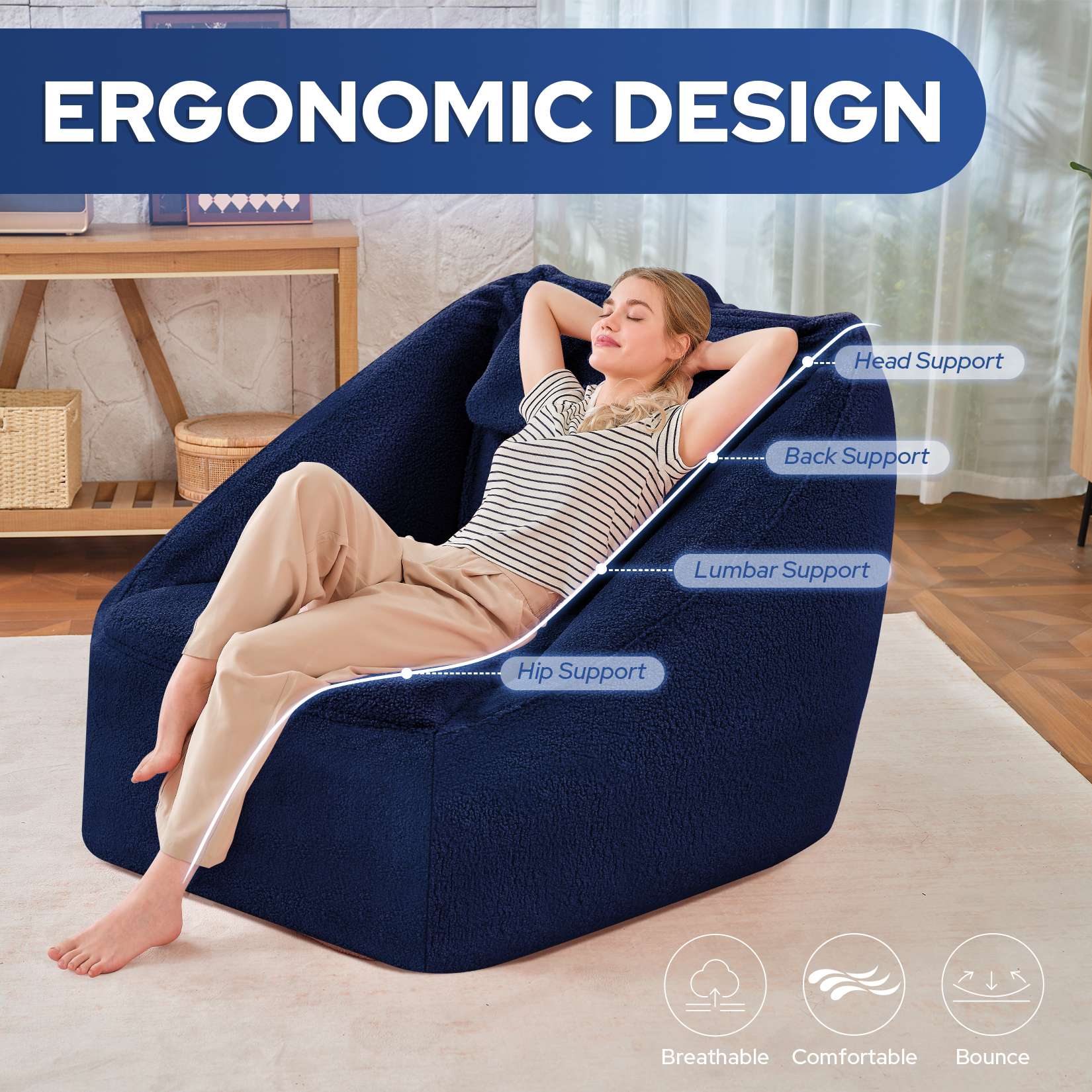 Inflatable Bean Bag Chair with Air Pump