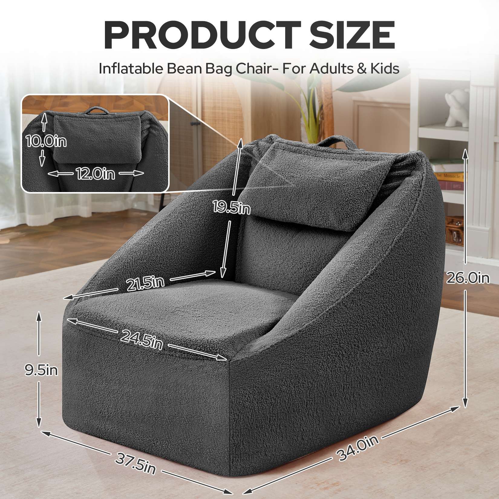 Inflatable Bean Bag Chair with Air Pump