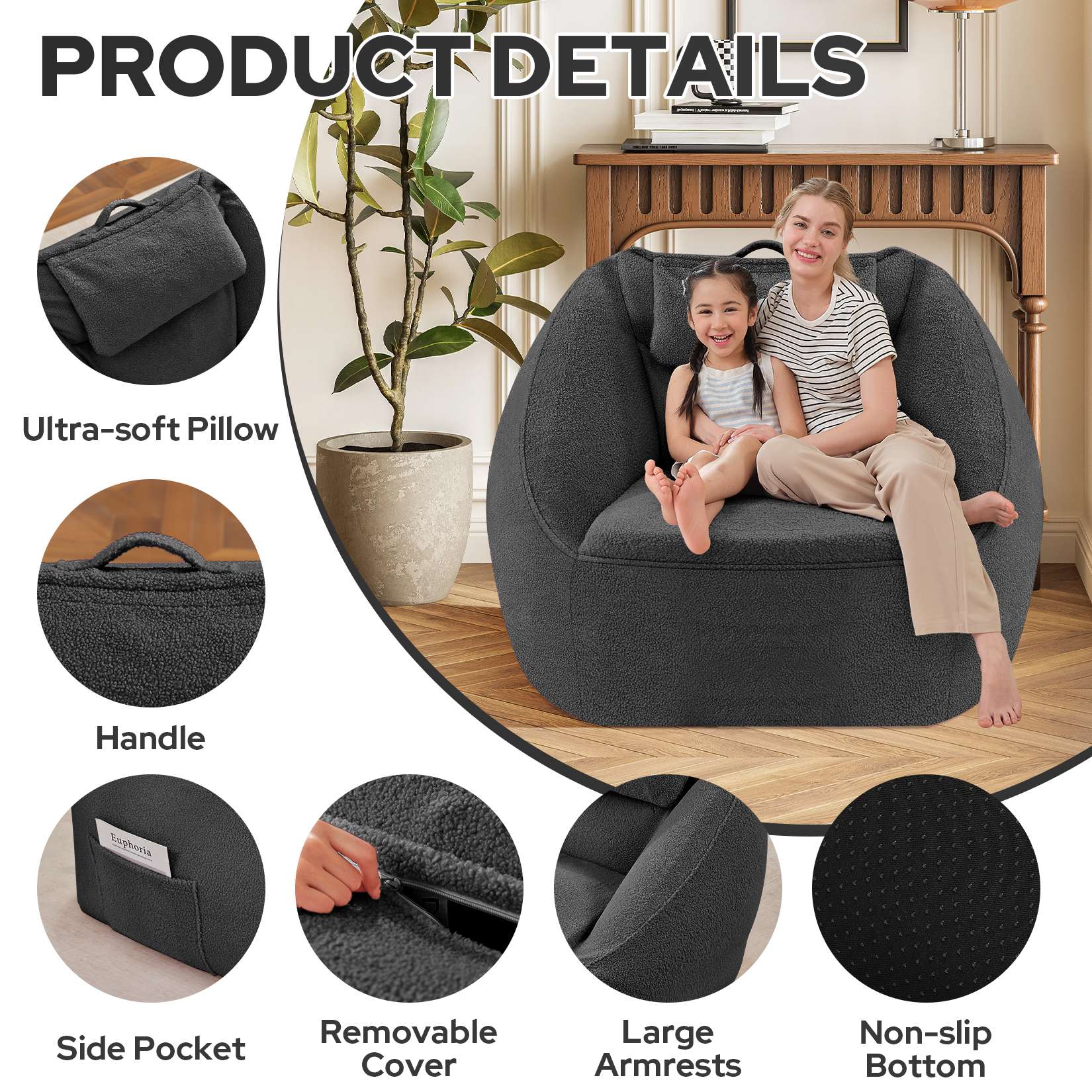 Inflatable Bean Bag Chair with Air Pump