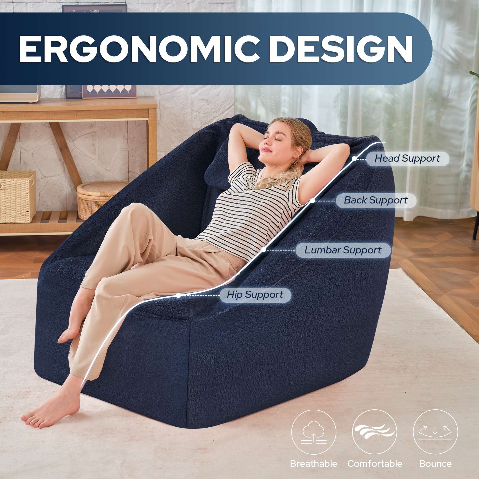 Inflatable Bean Bag Chair with Air Pump