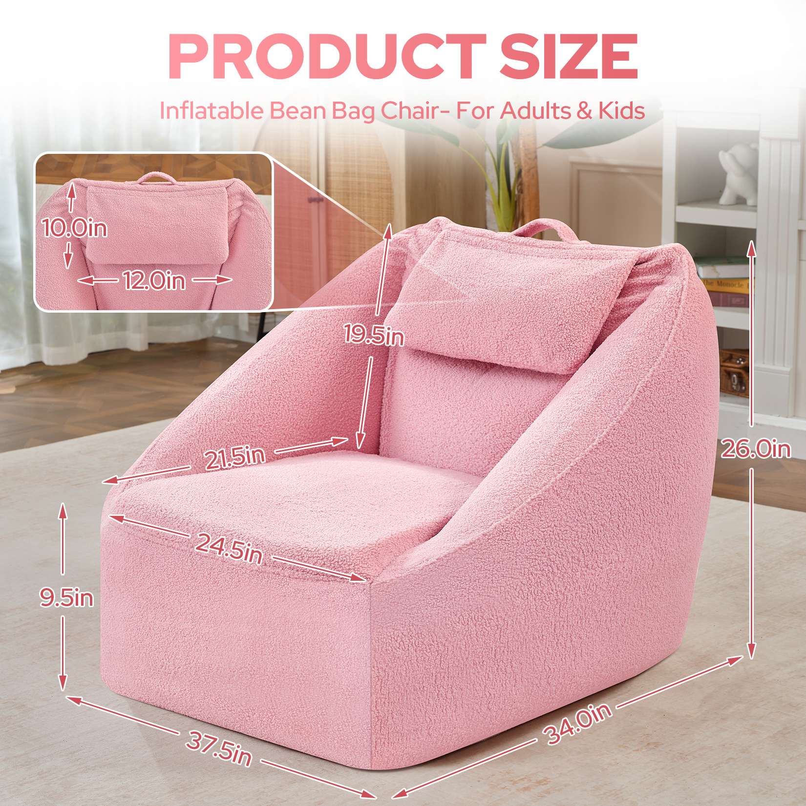 Inflatable Bean Bag Chair with Air Pump