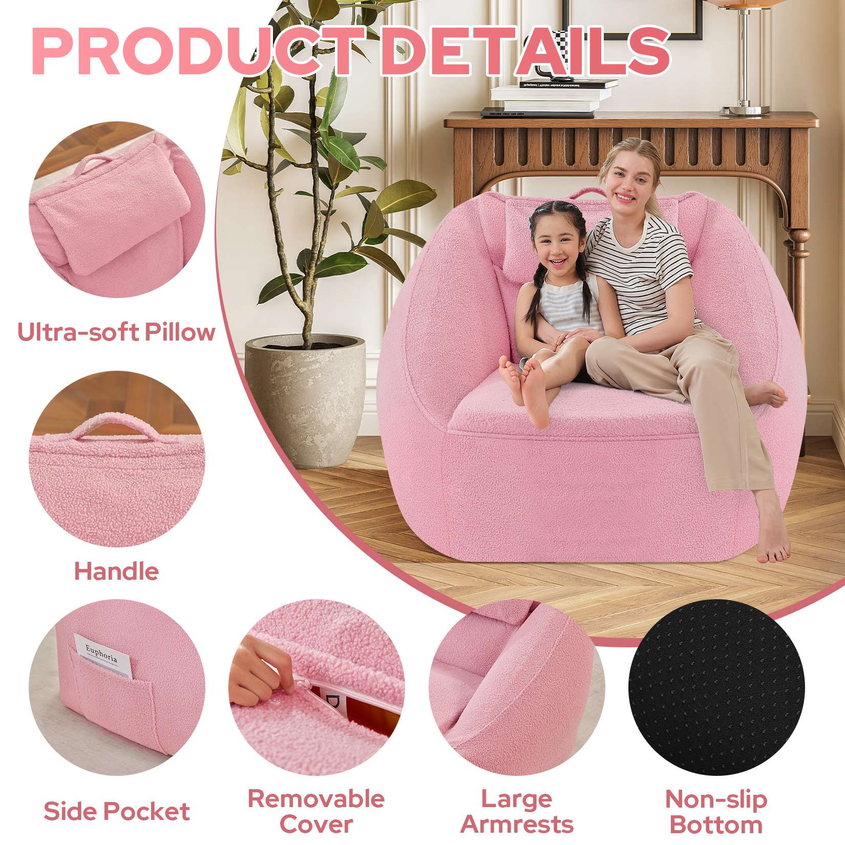 Inflatable Bean Bag Chair with Air Pump