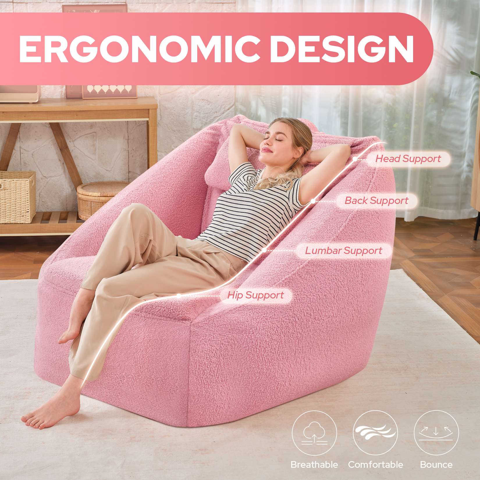 Inflatable Bean Bag Chair with Air Pump