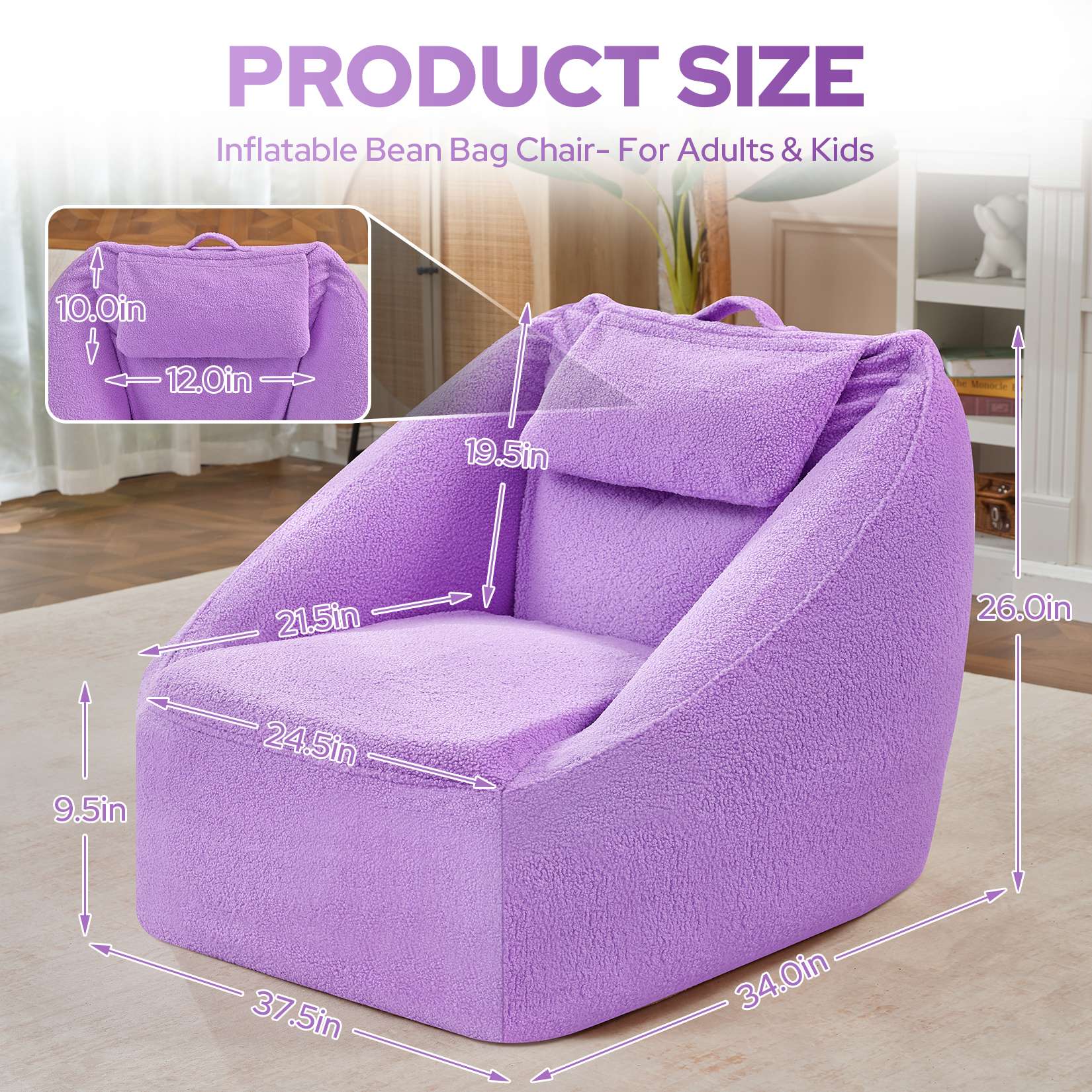 Inflatable Bean Bag Chair with Air Pump