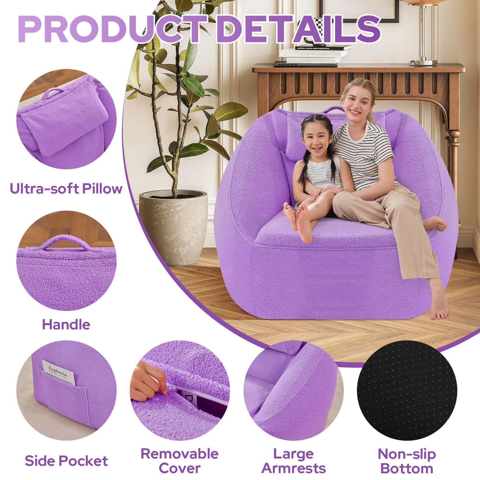 Inflatable Bean Bag Chair with Air Pump