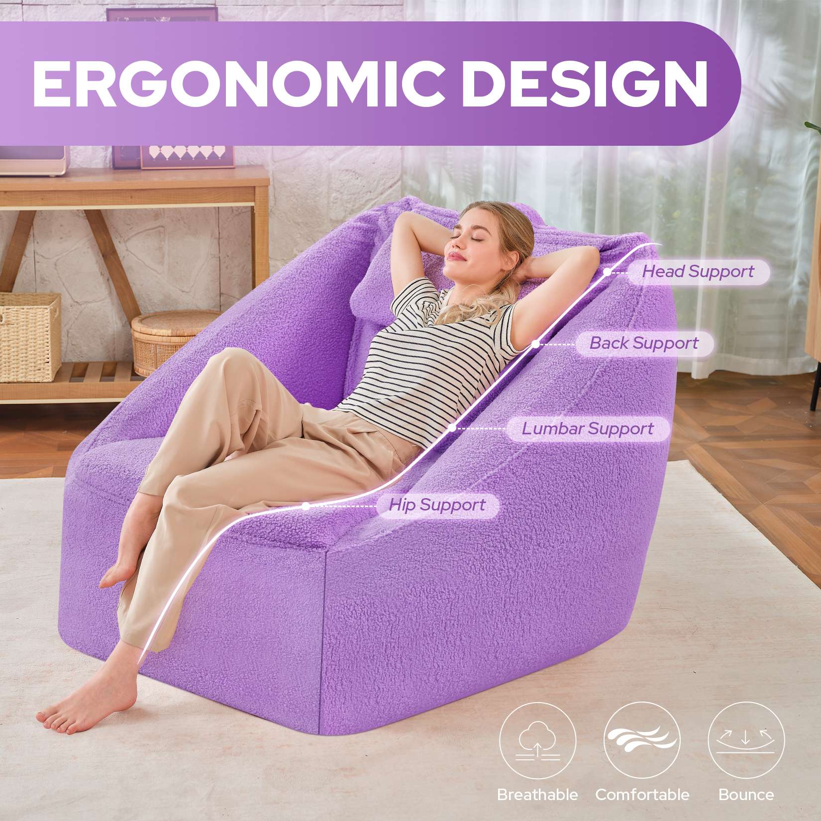 Inflatable Bean Bag Chair with Air Pump