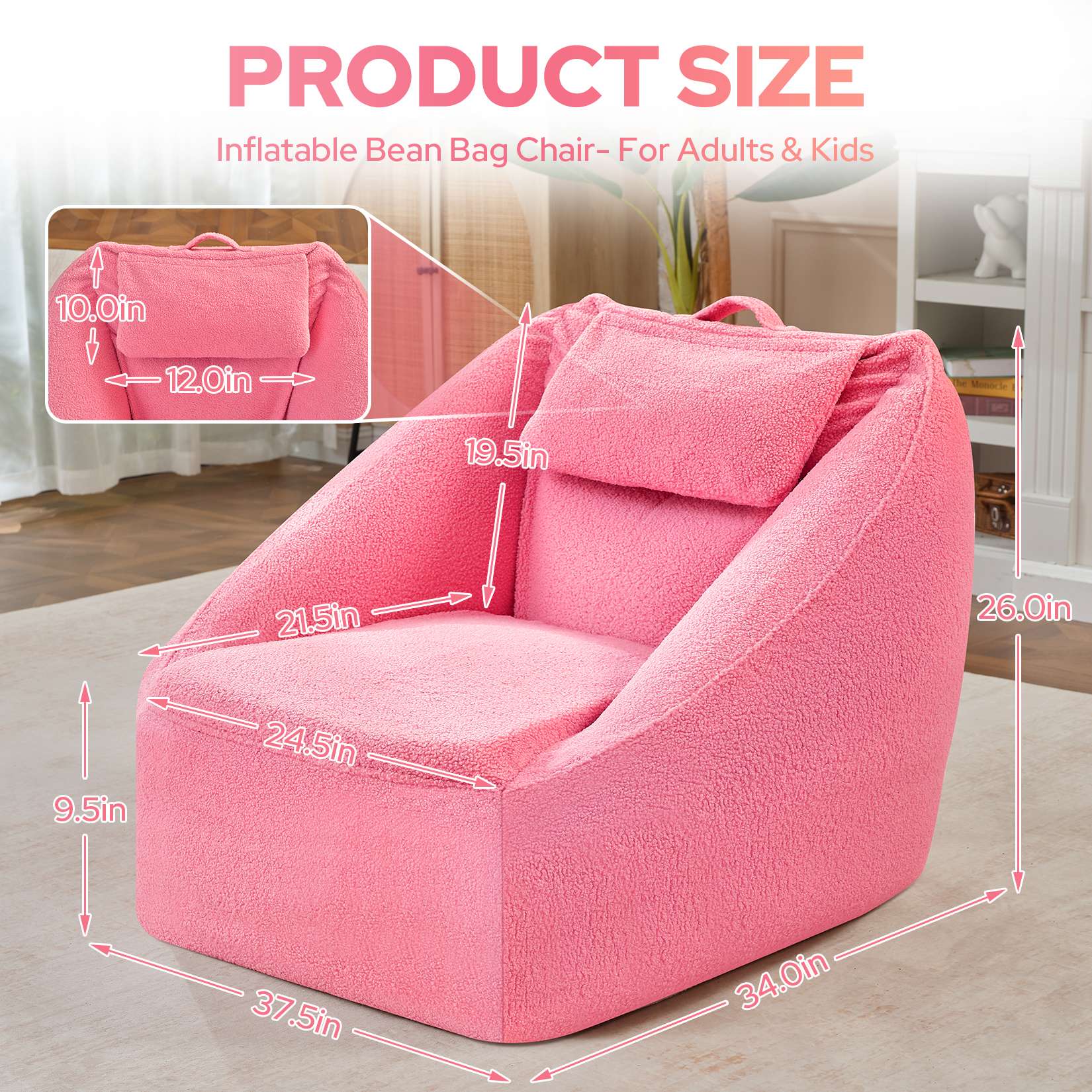 Inflatable Bean Bag Chair with Air Pump