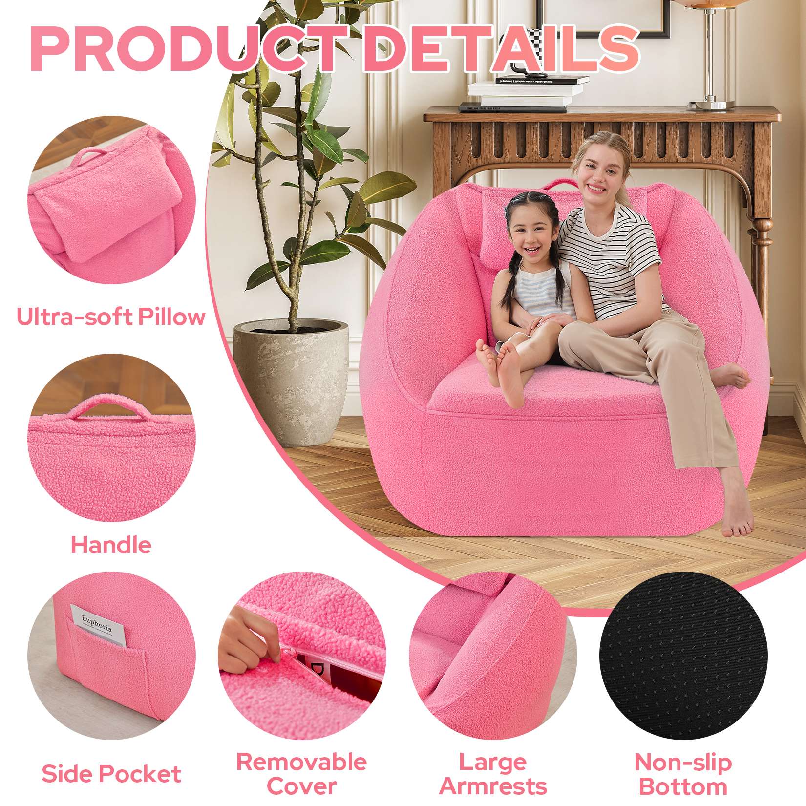 Inflatable Bean Bag Chair with Air Pump