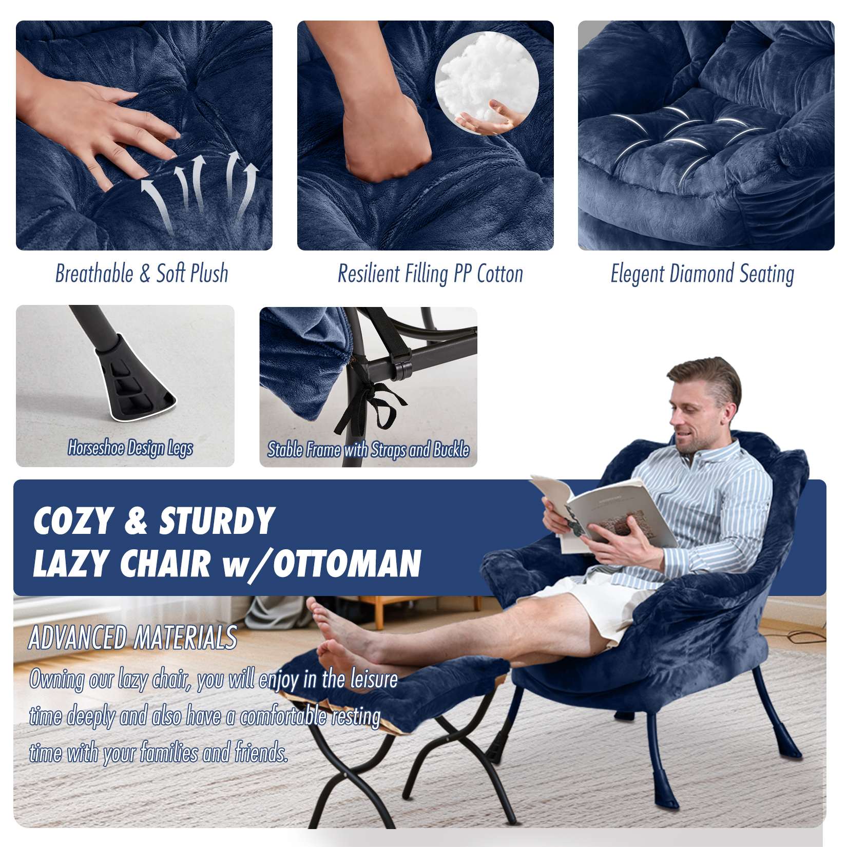 Avocahom Lazy Chair with Folding Ottoman