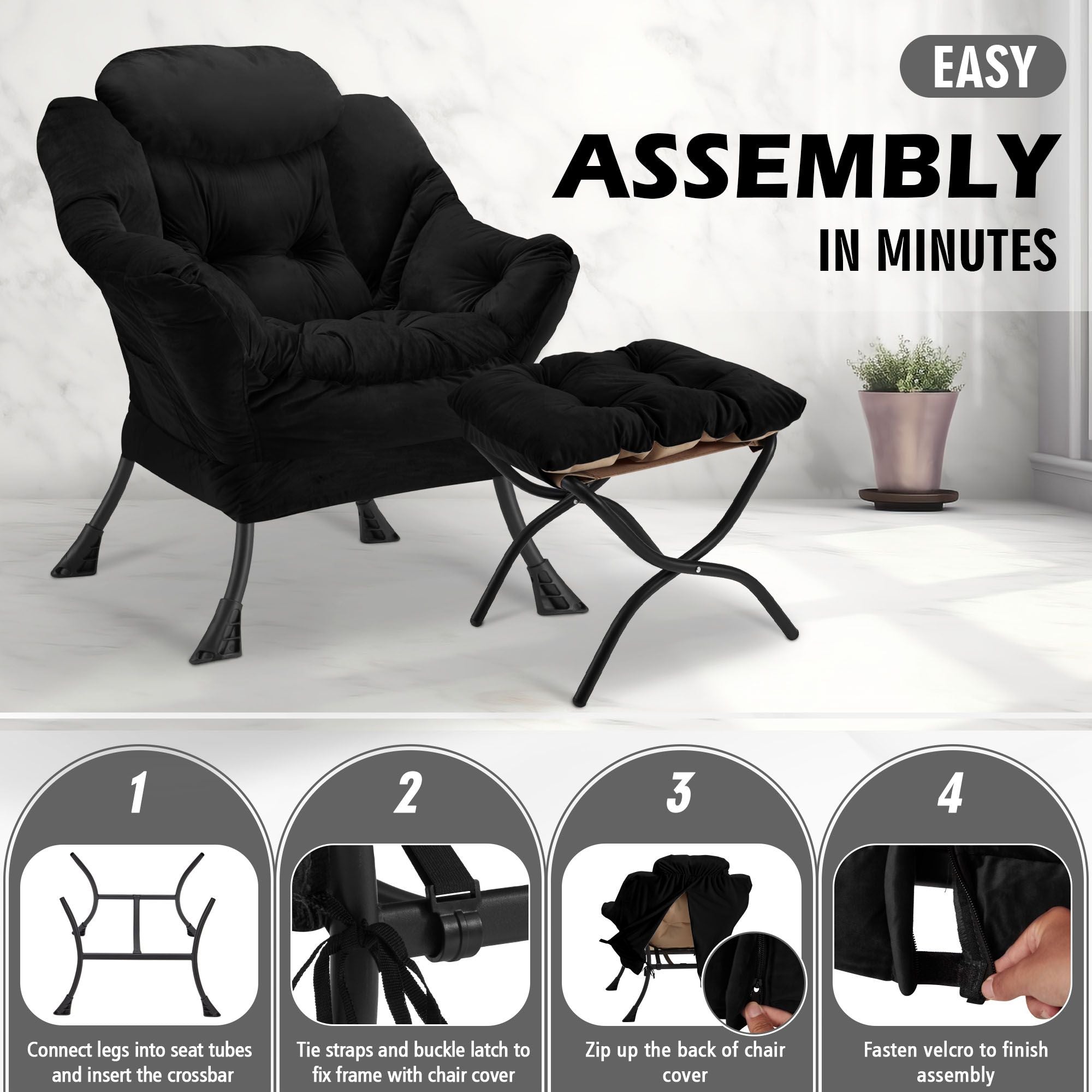 Avocahom Lazy Chair with Folding Ottoman