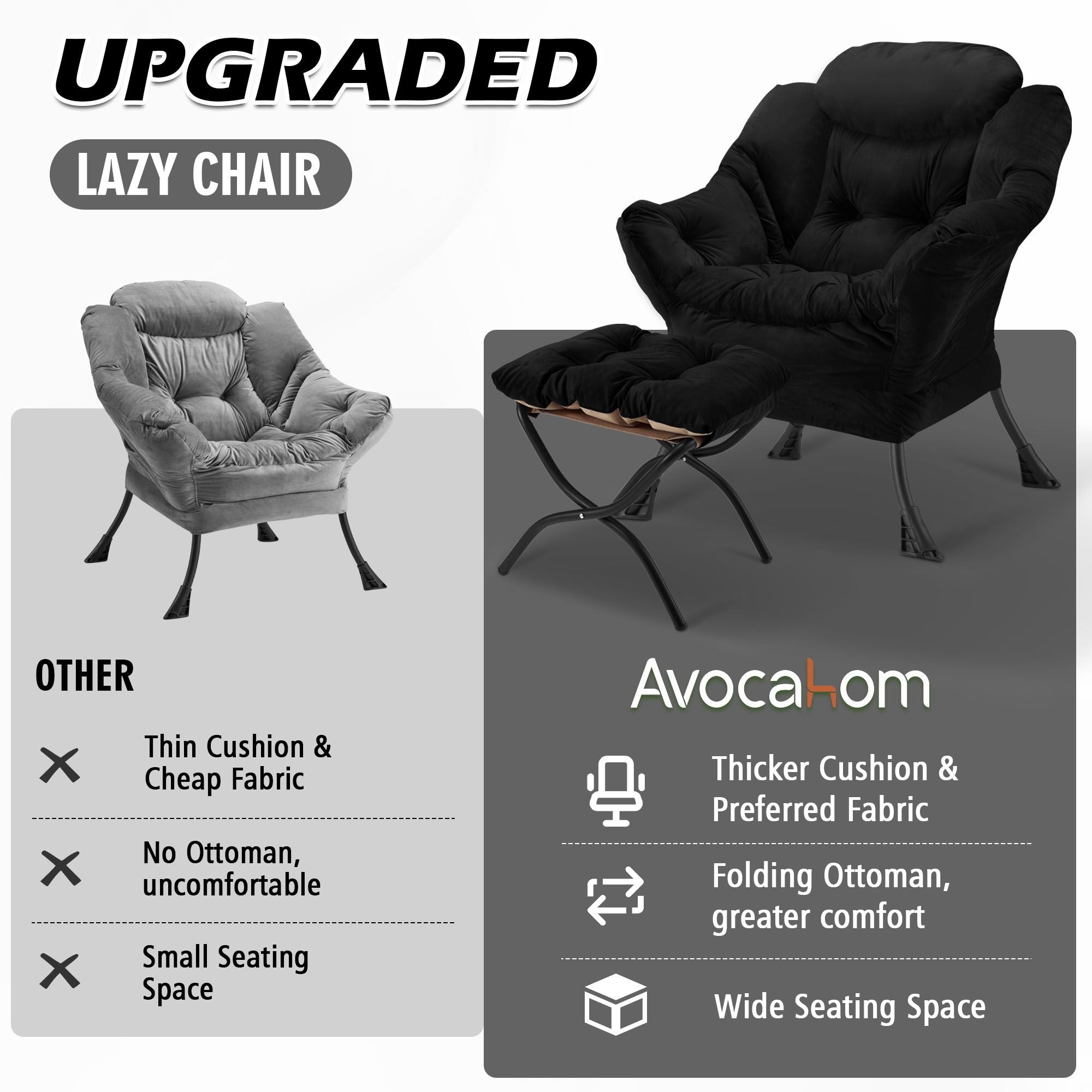Avocahom Lazy Chair with Folding Ottoman