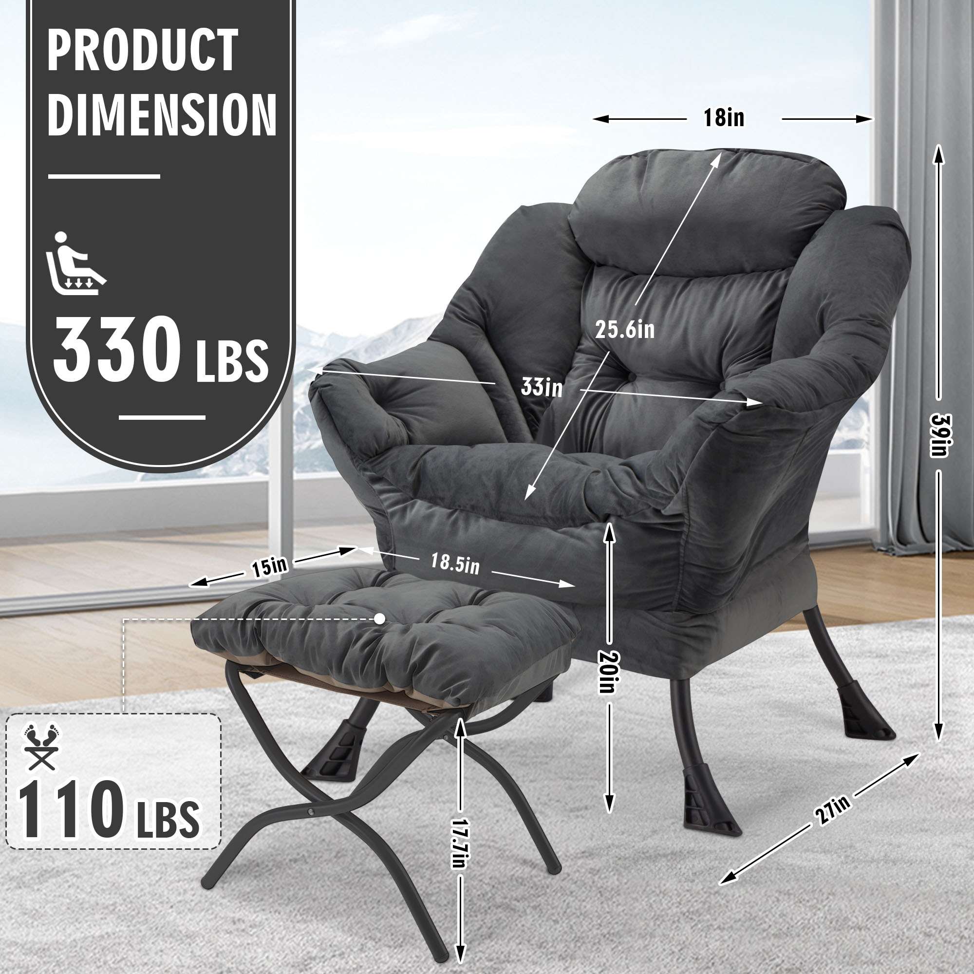 Avocahom Lazy Chair with Folding Ottoman
