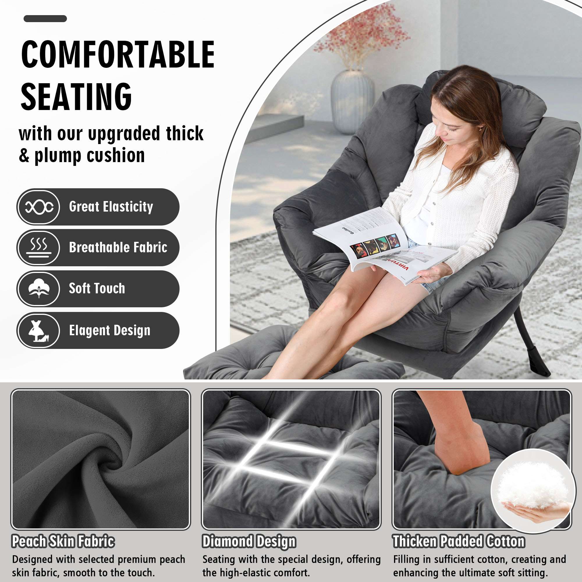 Avocahom Lazy Chair with Folding Ottoman