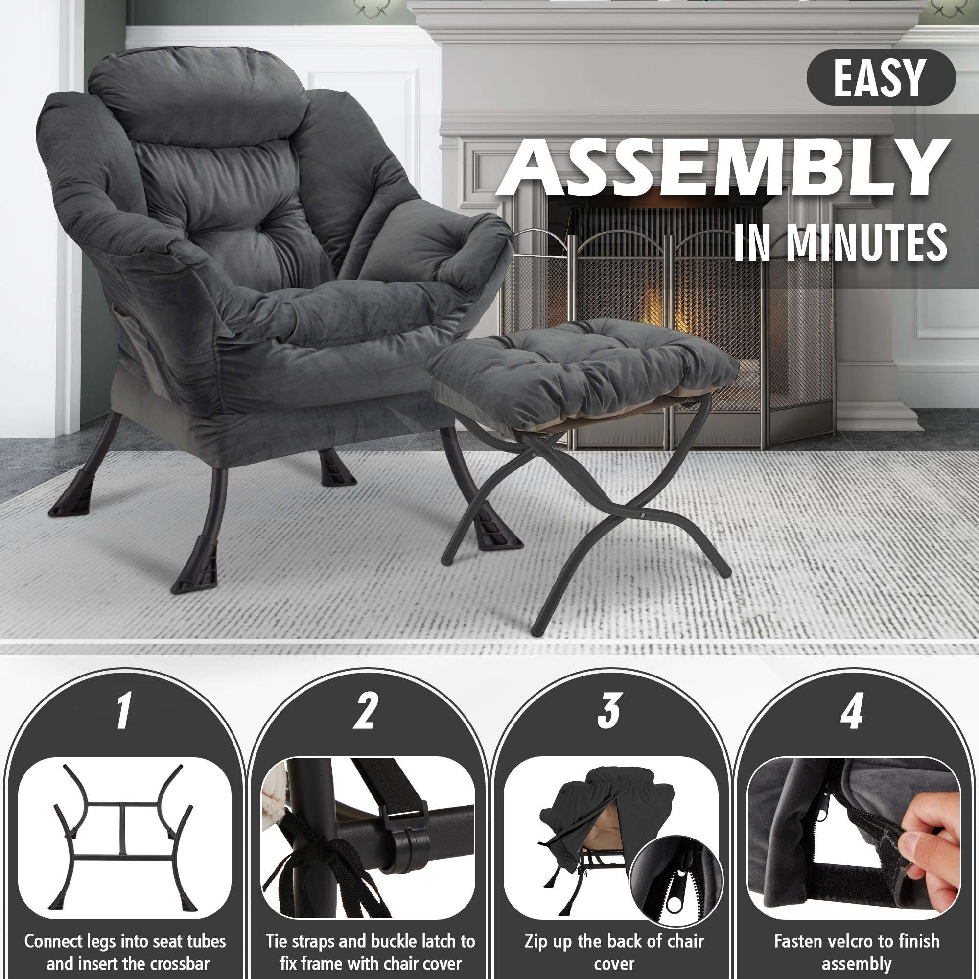 Avocahom Lazy Chair with Folding Ottoman