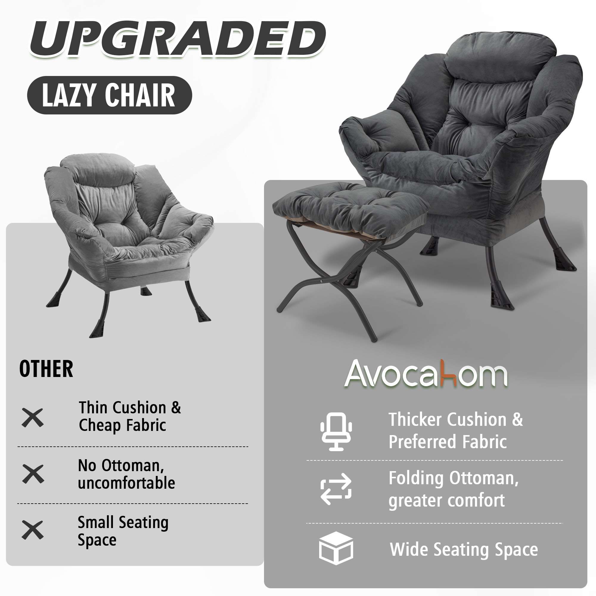 Avocahom Lazy Chair with Folding Ottoman