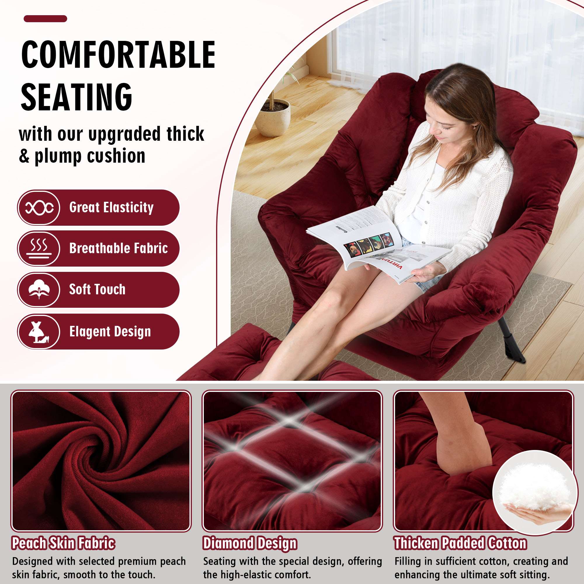 Avocahom Lazy Chair with Folding Ottoman