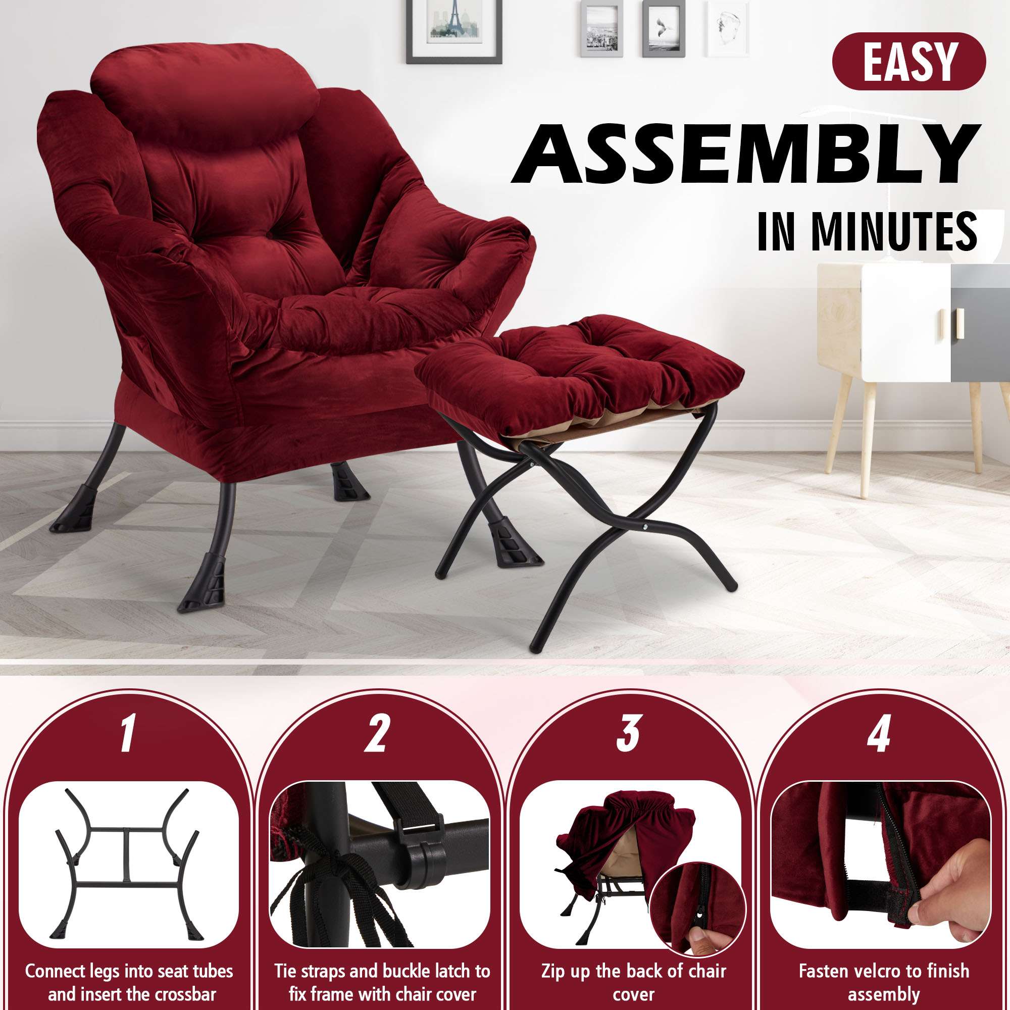 Avocahom Lazy Chair with Folding Ottoman