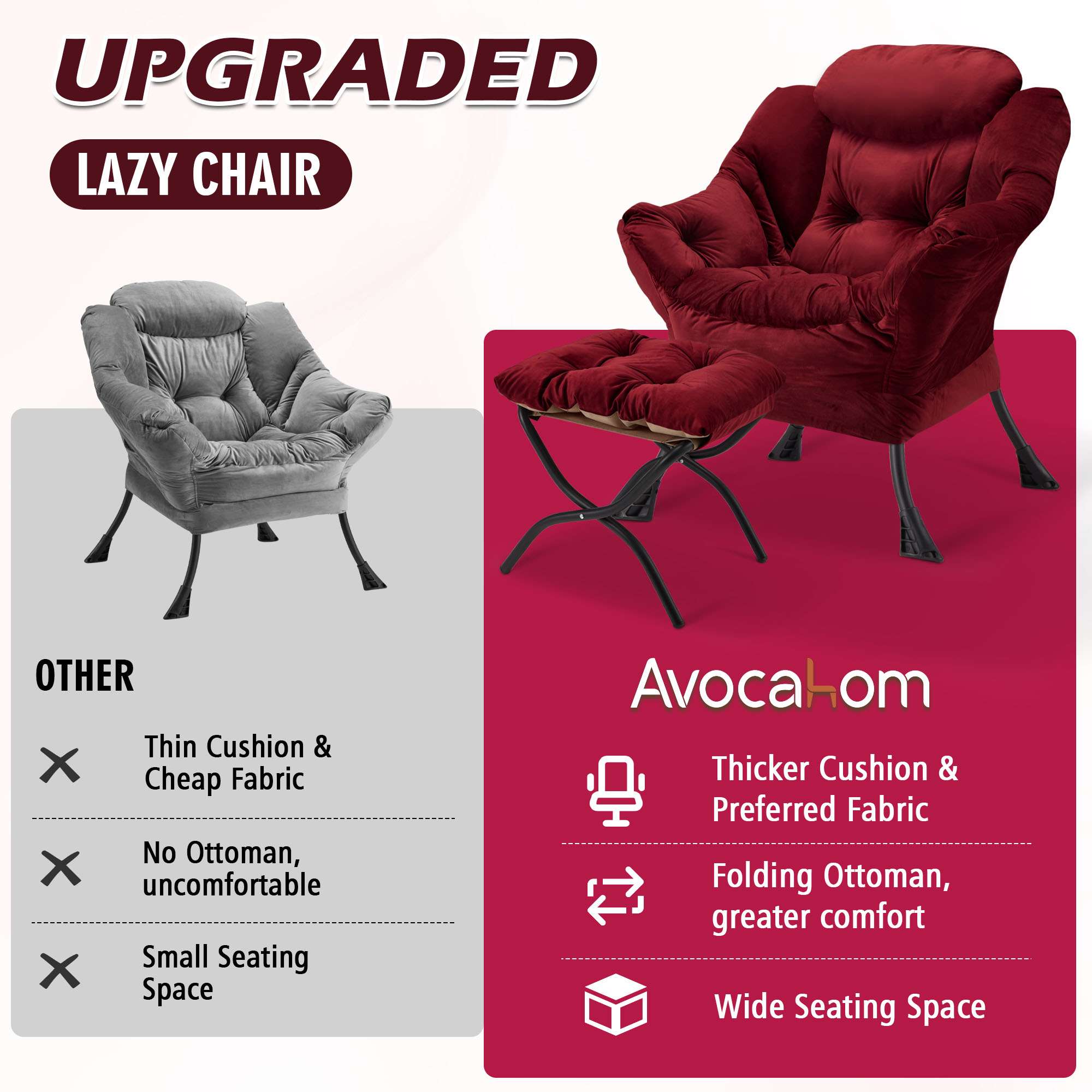 Avocahom Lazy Chair with Folding Ottoman