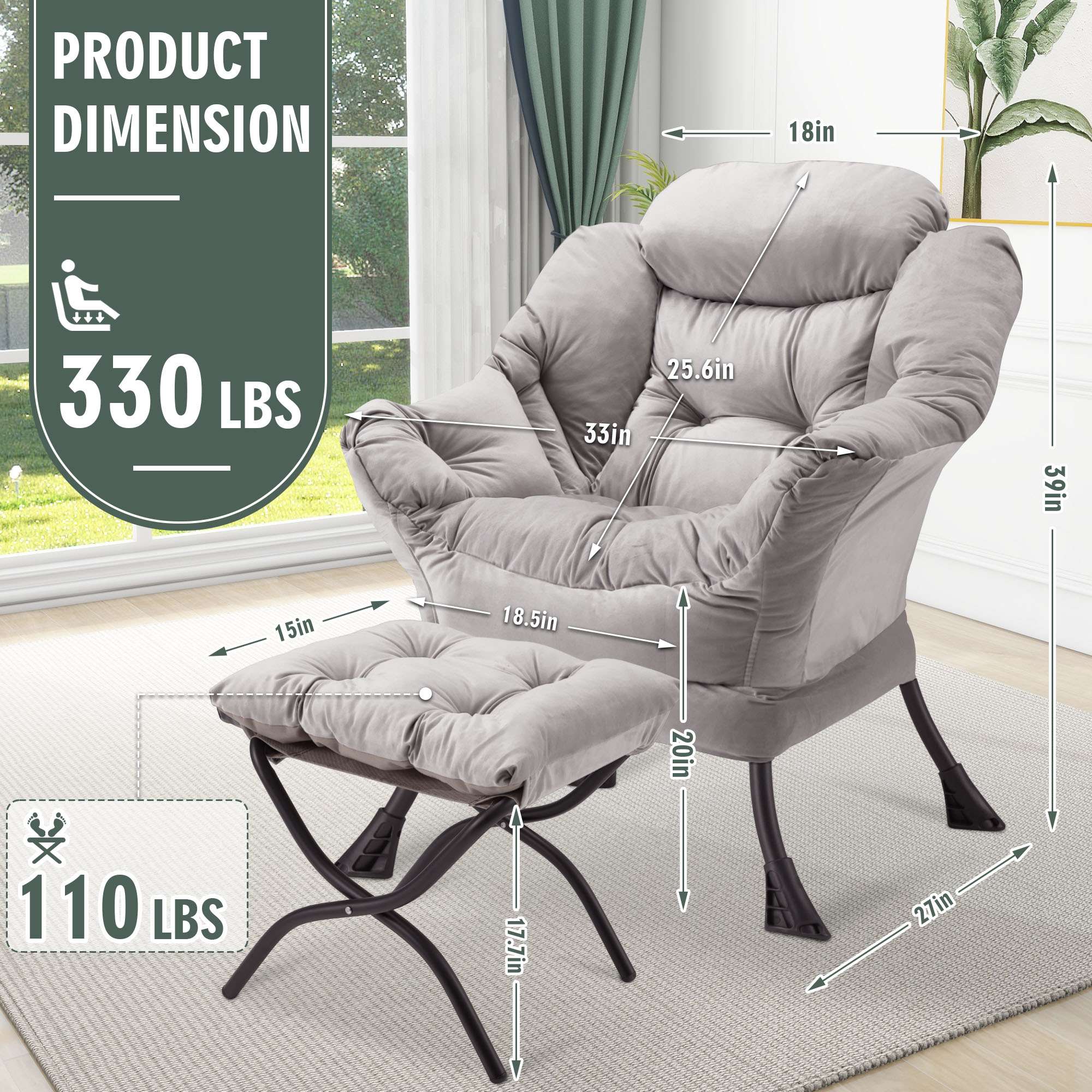 Avocahom Lazy Chair with Folding Ottoman