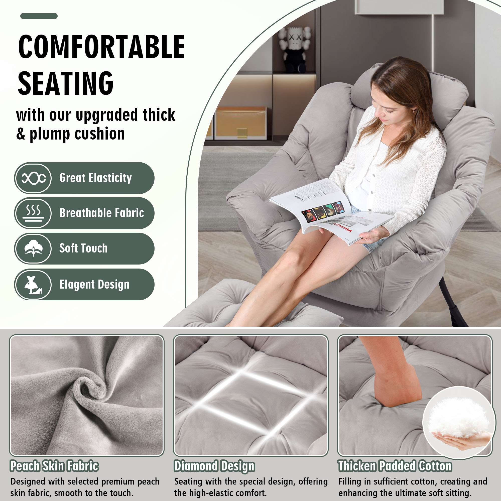 Avocahom Lazy Chair with Folding Ottoman