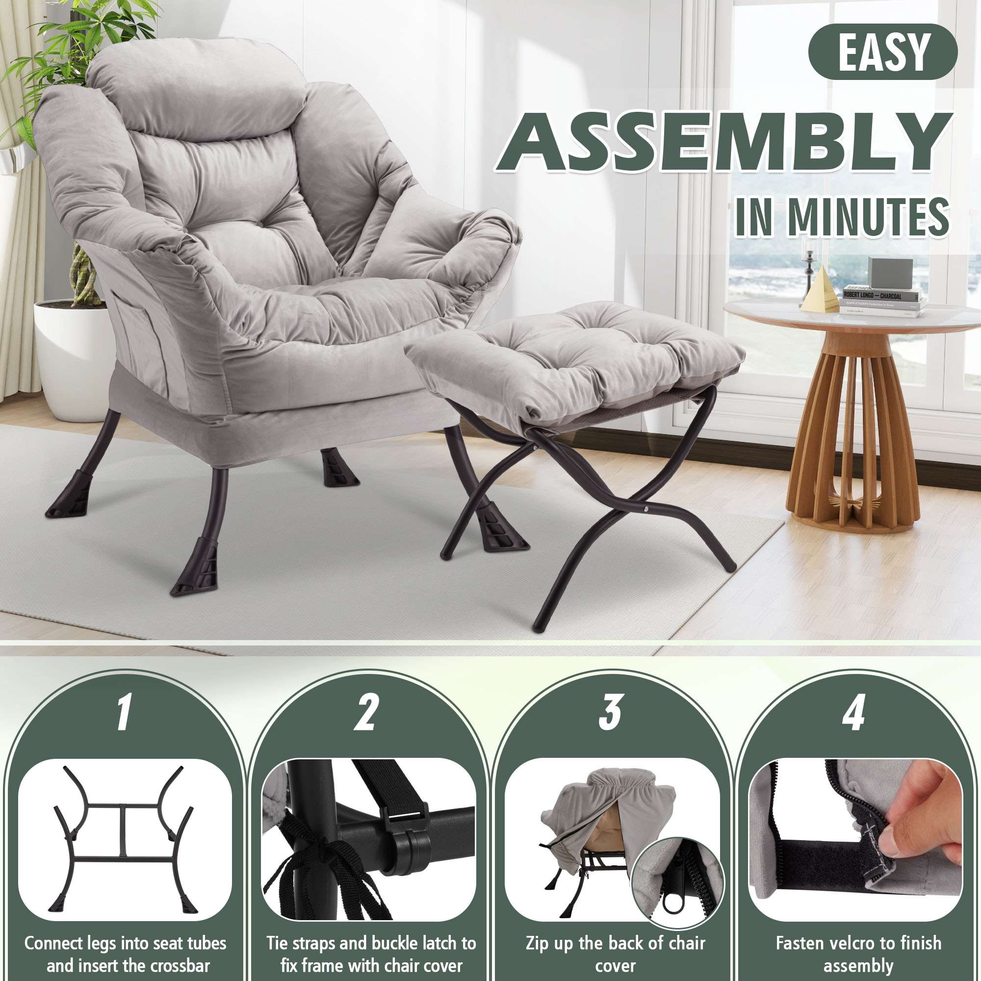 Avocahom Lazy Chair with Folding Ottoman