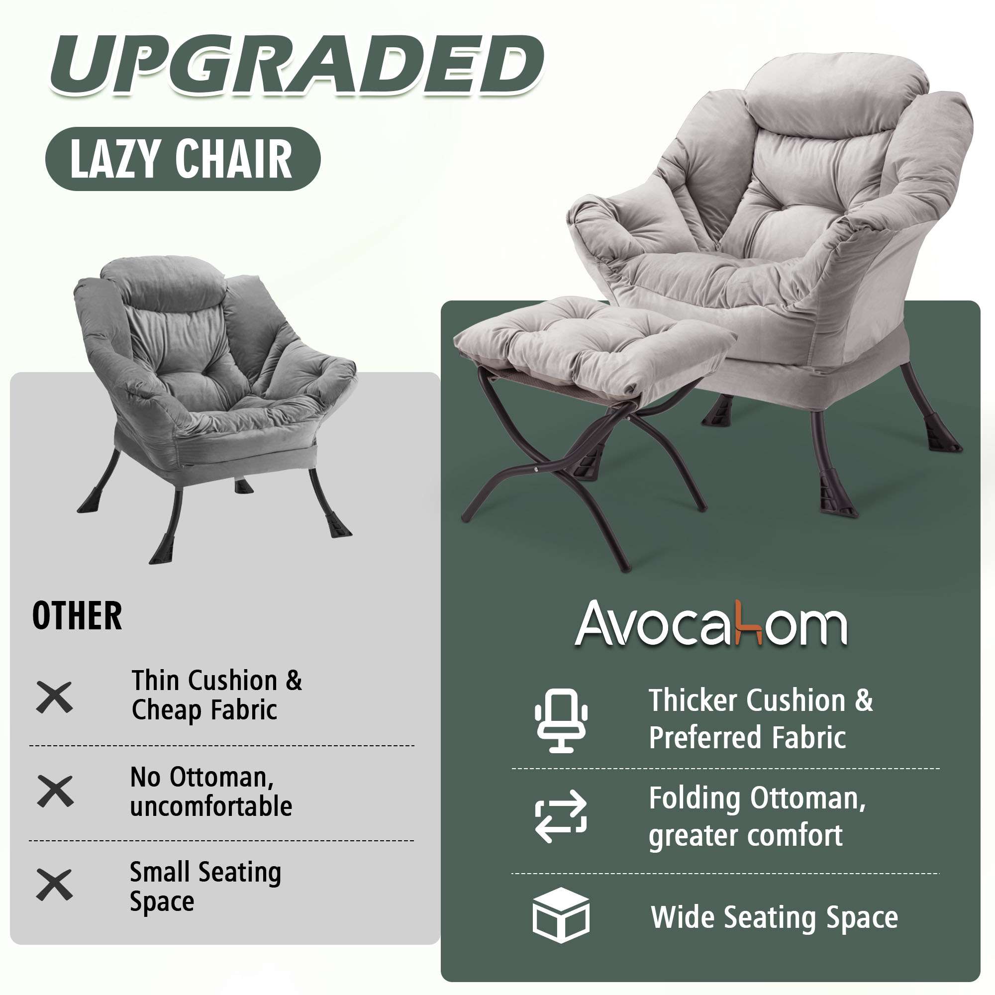 Avocahom Lazy Chair with Folding Ottoman
