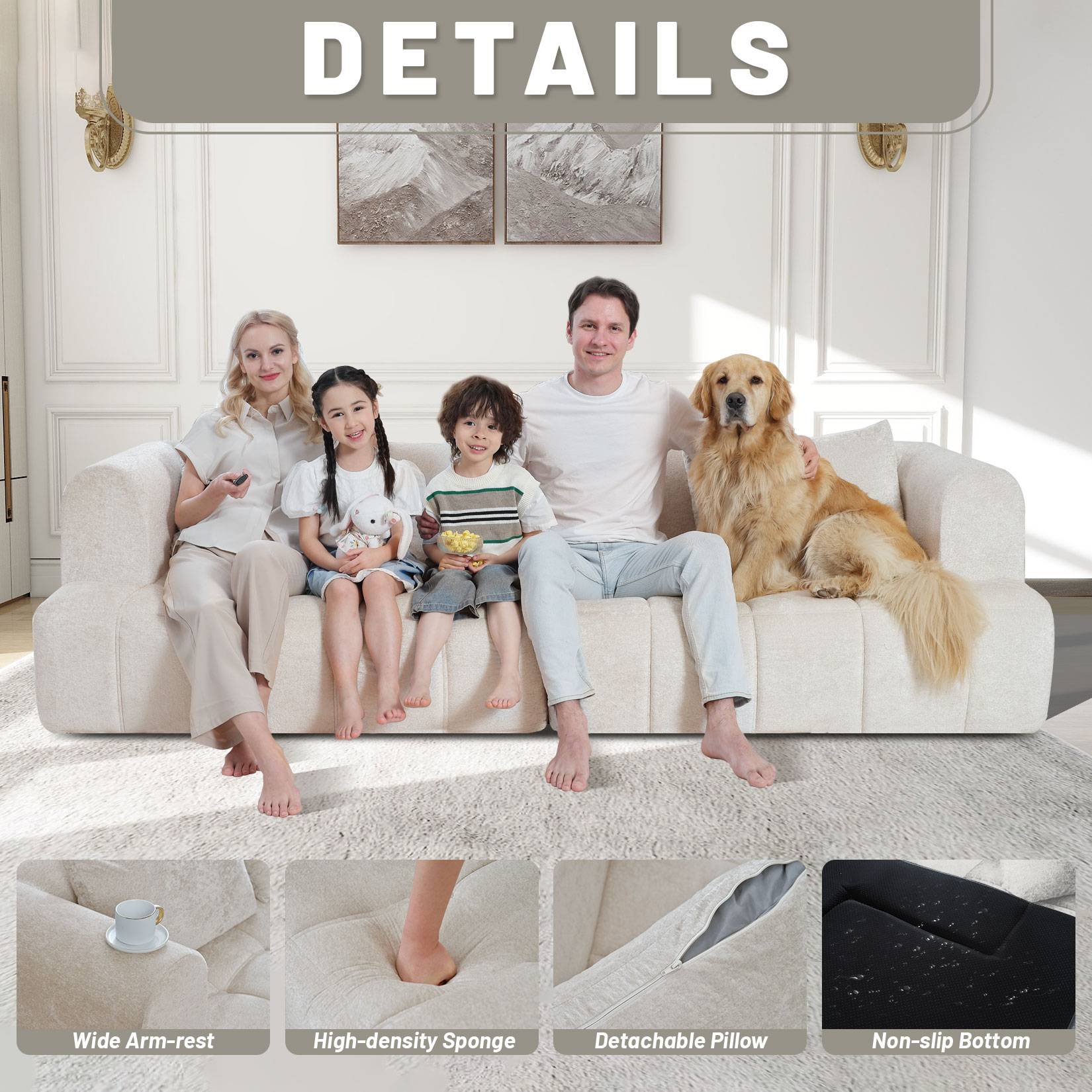 103" Modular Sectional Sofa Couch