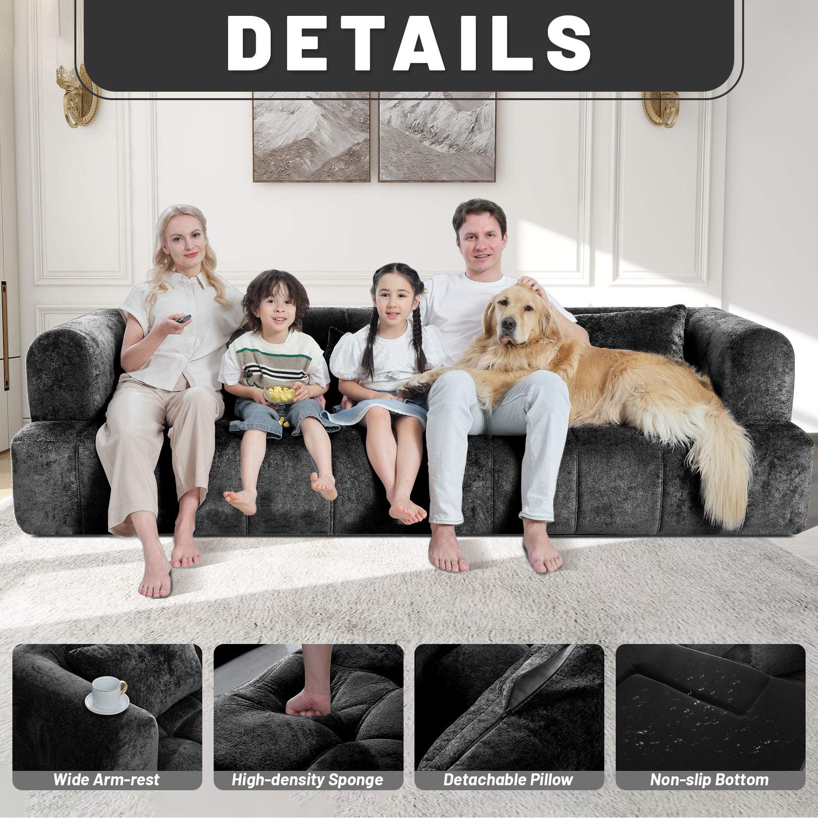 103" Modular Sectional Sofa Couch