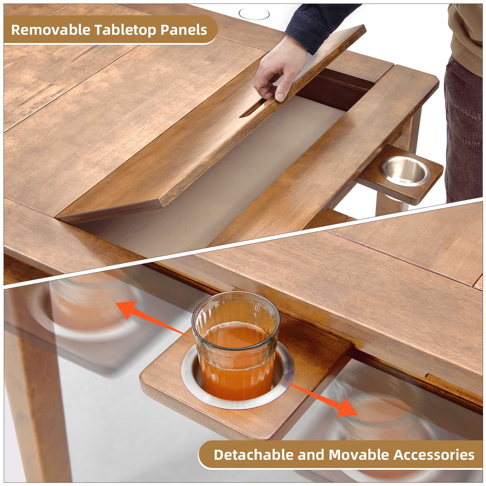 Avocahom Board Game Table for 4-6 with Removable Table Top