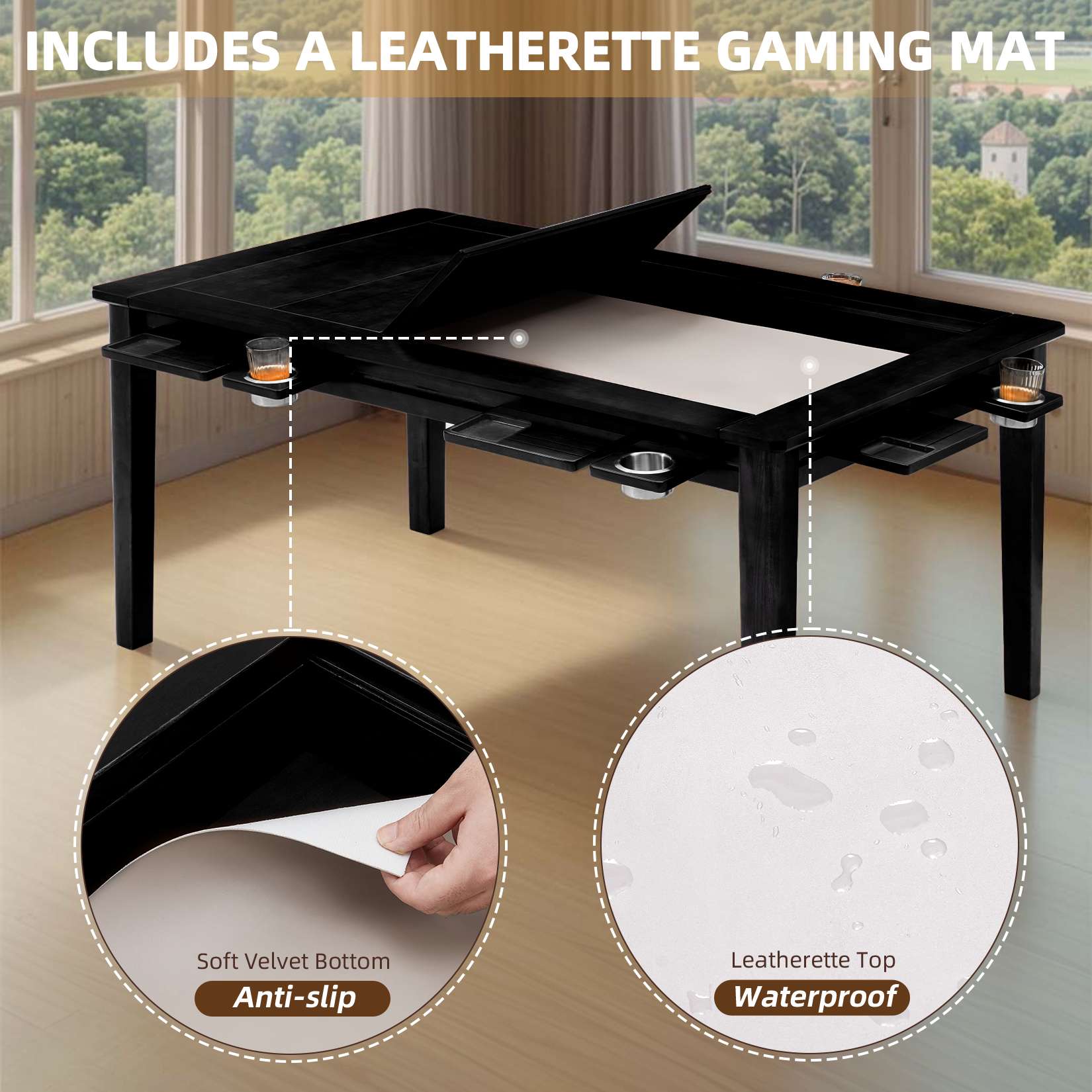 Avocahom Board Game Table for 4-6 with Removable Table Top