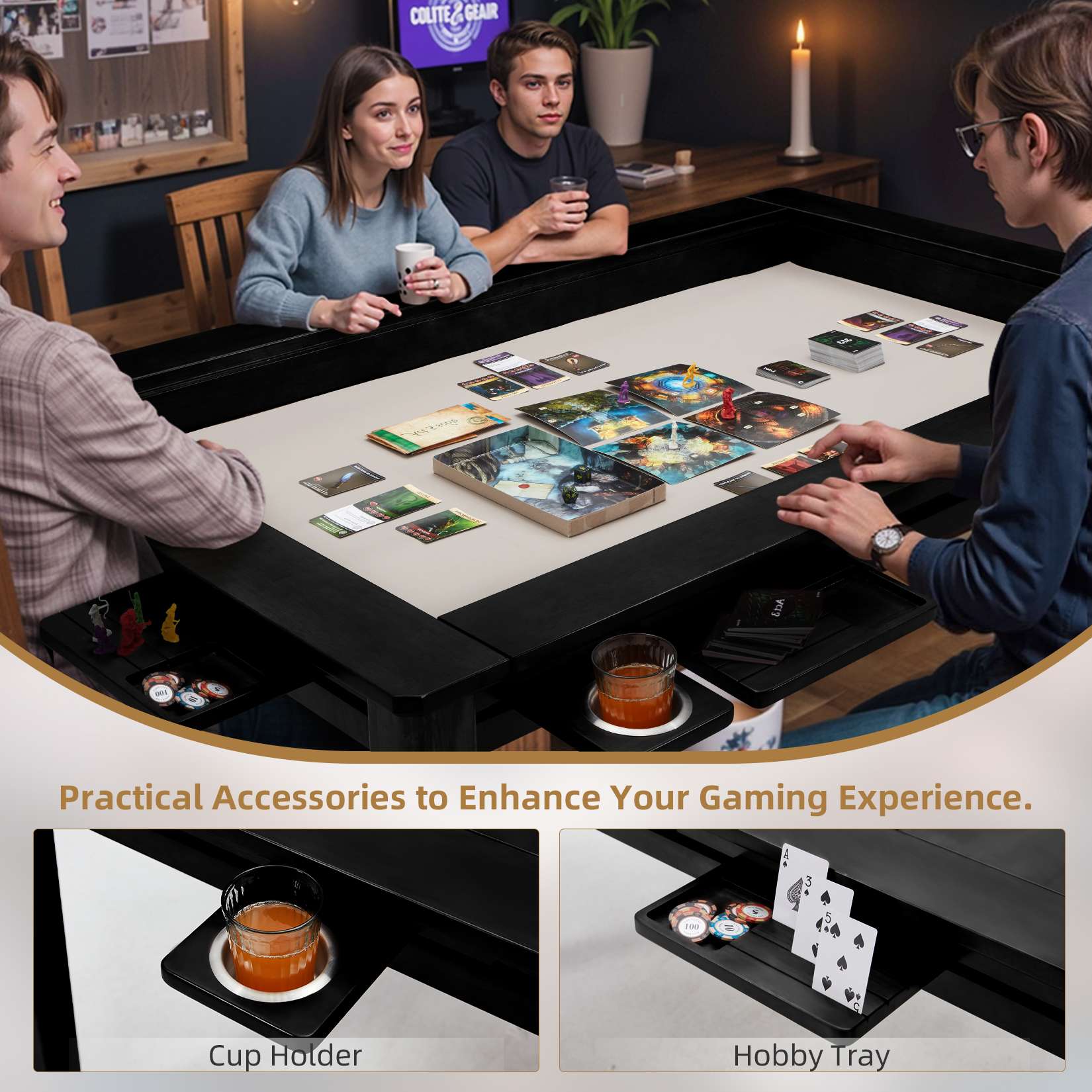 Avocahom Board Game Table for 4-6 with Removable Table Top