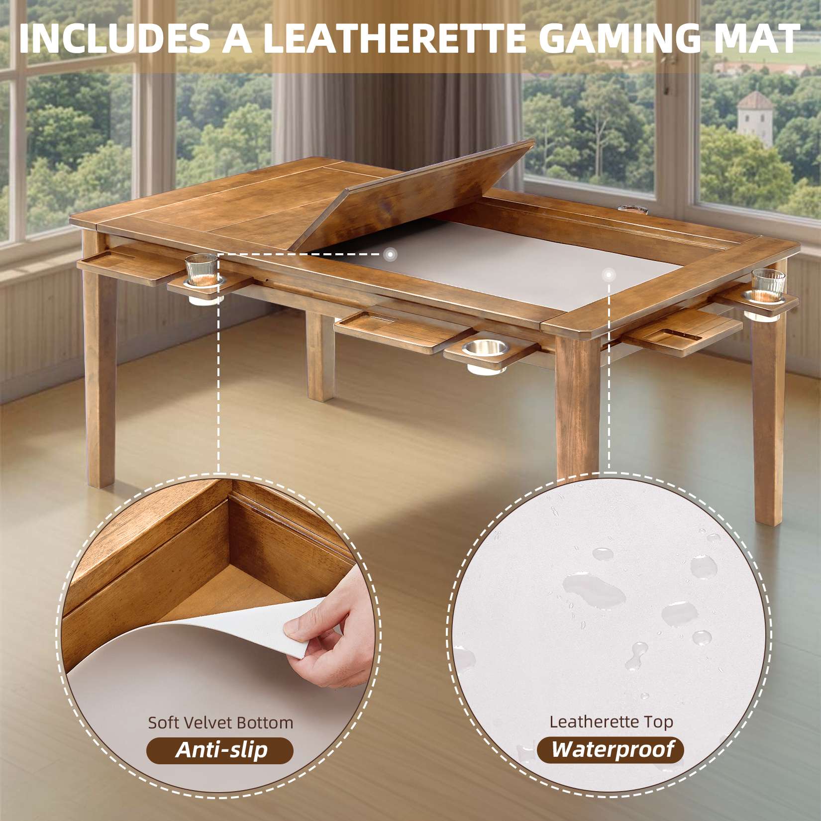 Avocahom Board Game Table for 4-6 with Removable Table Top