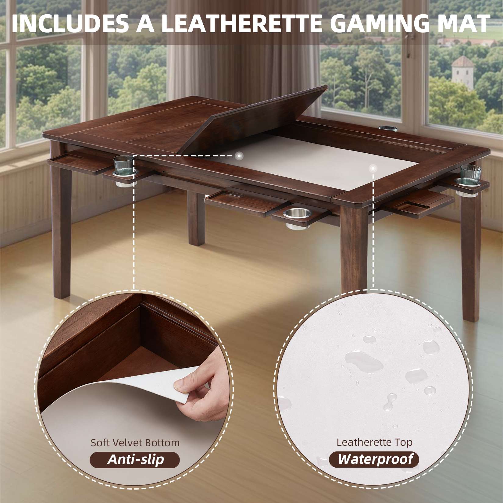 Avocahom Board Game Table for 4-6 with Removable Table Top